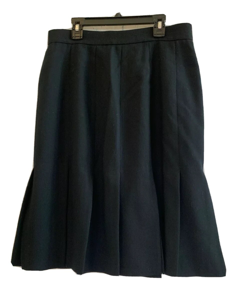 Vtg Lillie Rubin Exclusive Black Wool Tulip Skirt Multiple Slits A-Line Sz 14