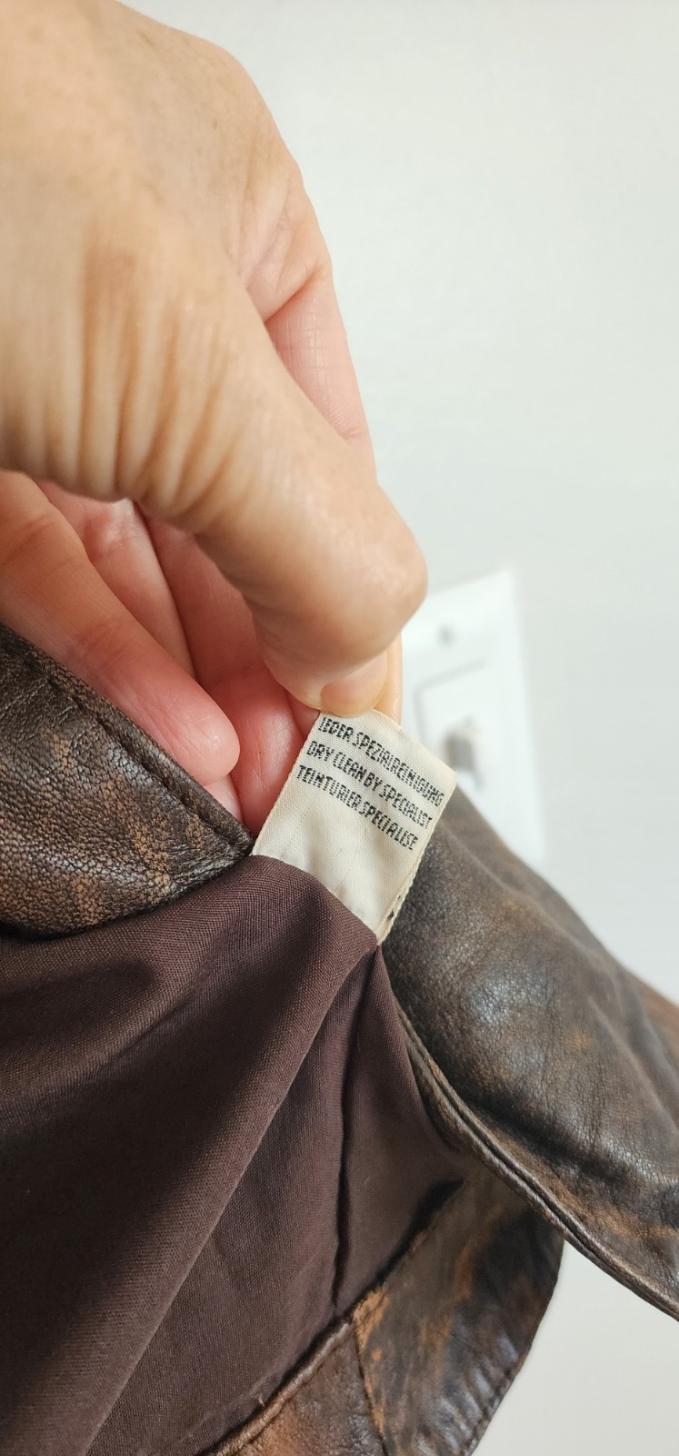 Yessica Leather bomber style jacket EU 40 US 8-10 brown distressed snap closure