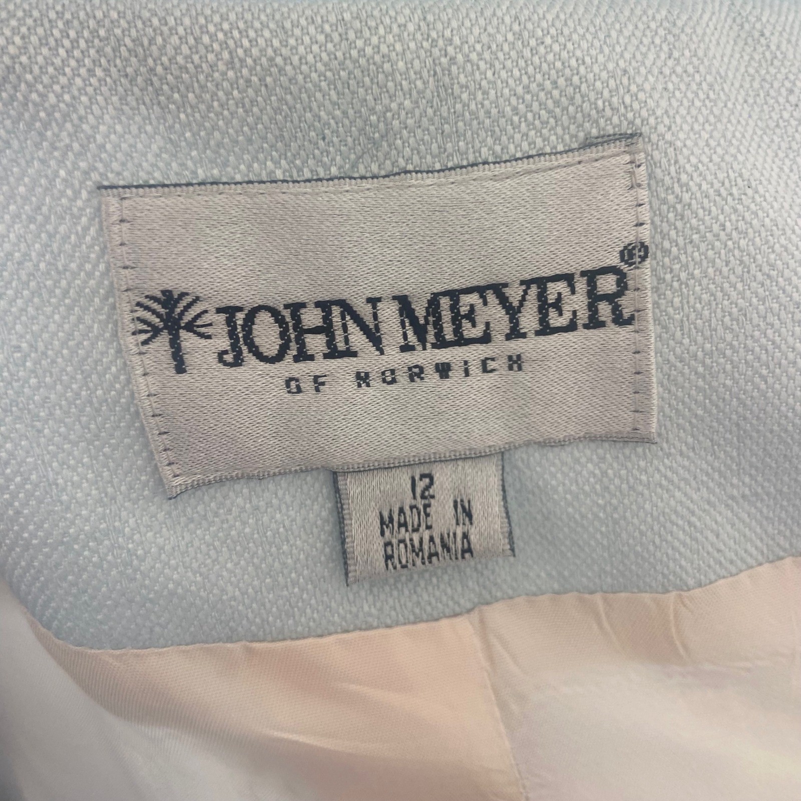 John Meyer of Norwich 3 Piece Skirt Suit Set Light Blue Pastel Size M Vintage