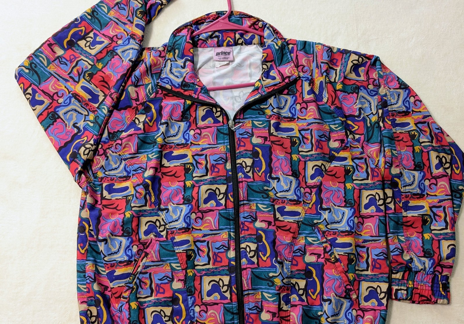 VTG Women’s Windbreaker| Jacket|80’s|Sports Wear| Abstract| Prince Tennis| Pink