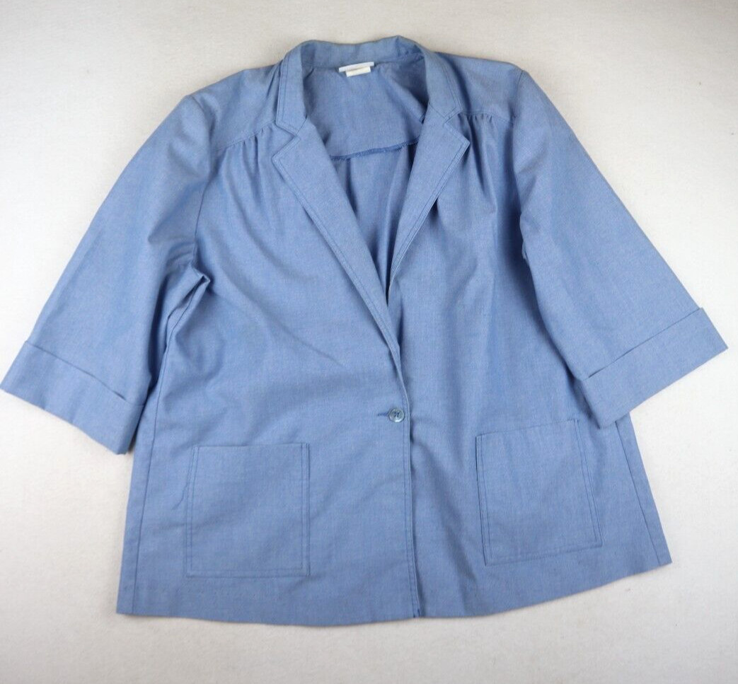 VINTAGE WOMEN’S BLUE 3/4 SLEEVE BUTTON-UP TOP – COS COB – SIZE 38