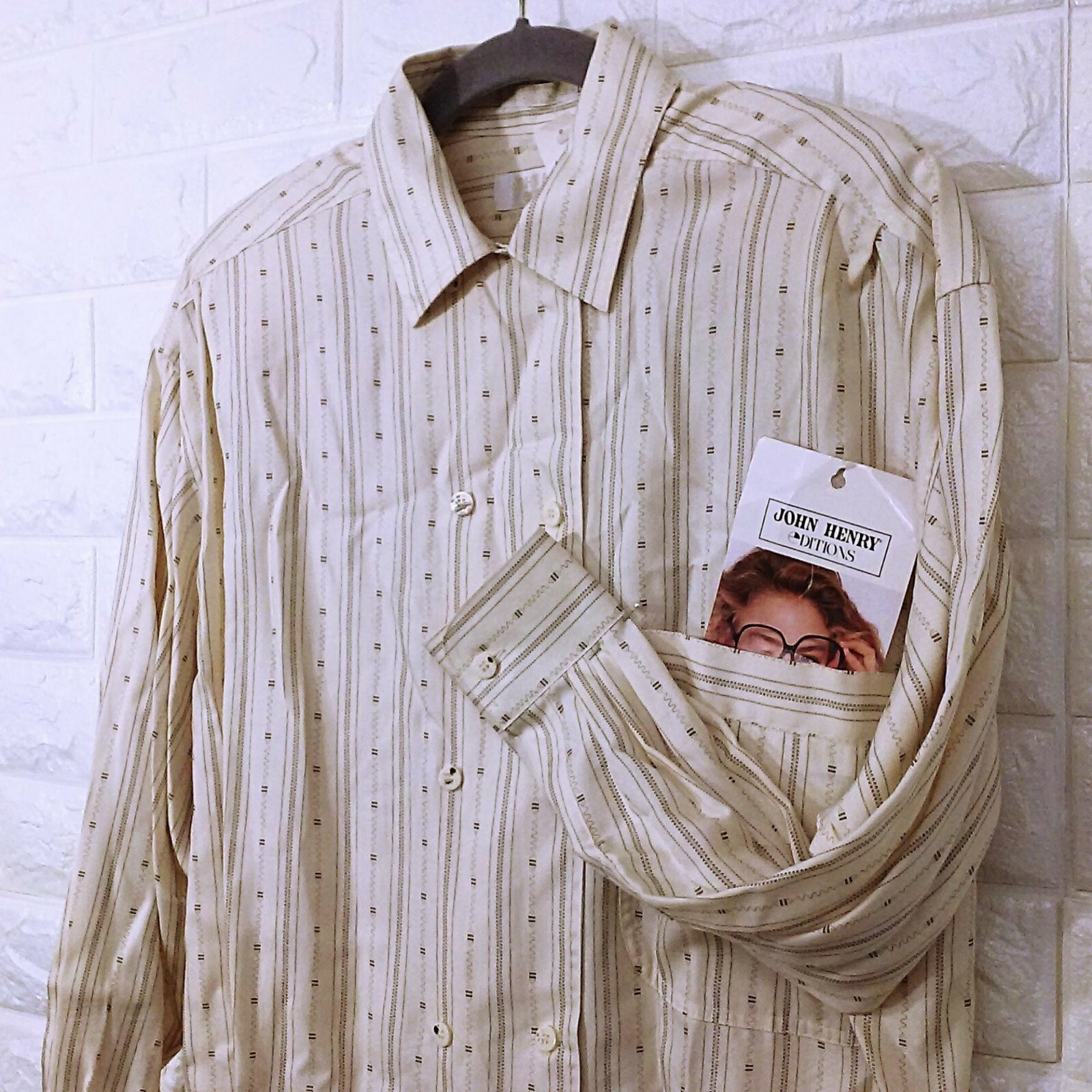 Deadstock NWT 80s J Henry Double-Breast Shirt Oversize Sz-M Pocket Shoulder Pad