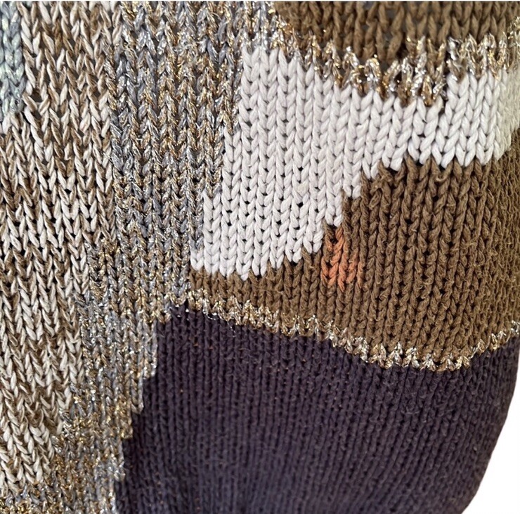 Vtg 80s/90s Bonnie Boerer Oversized Sweater~Geometric~Metallic~See Measurements
