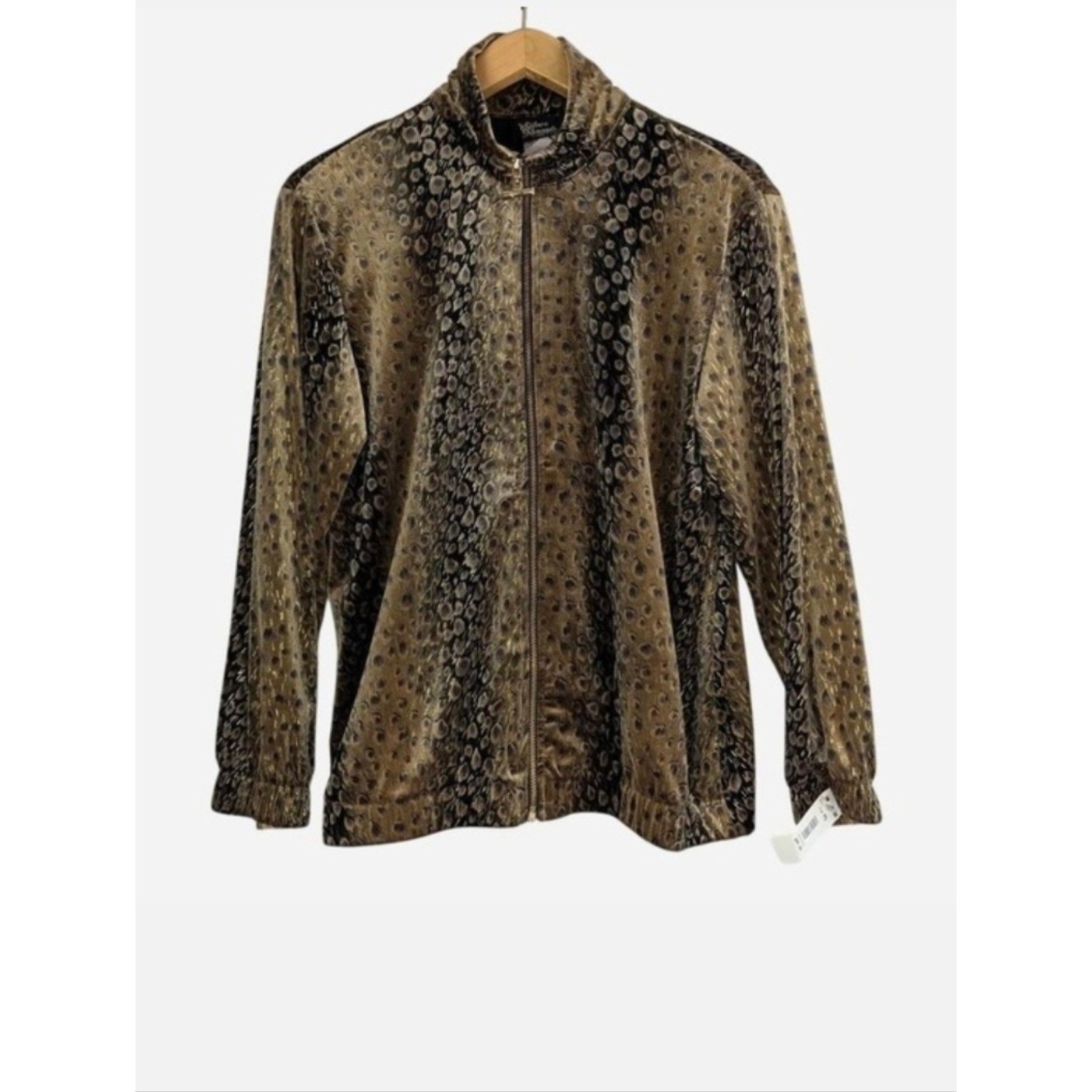Vintage Silver Threads Ltd Animal Print Velvet Zip Jacket Petite Small