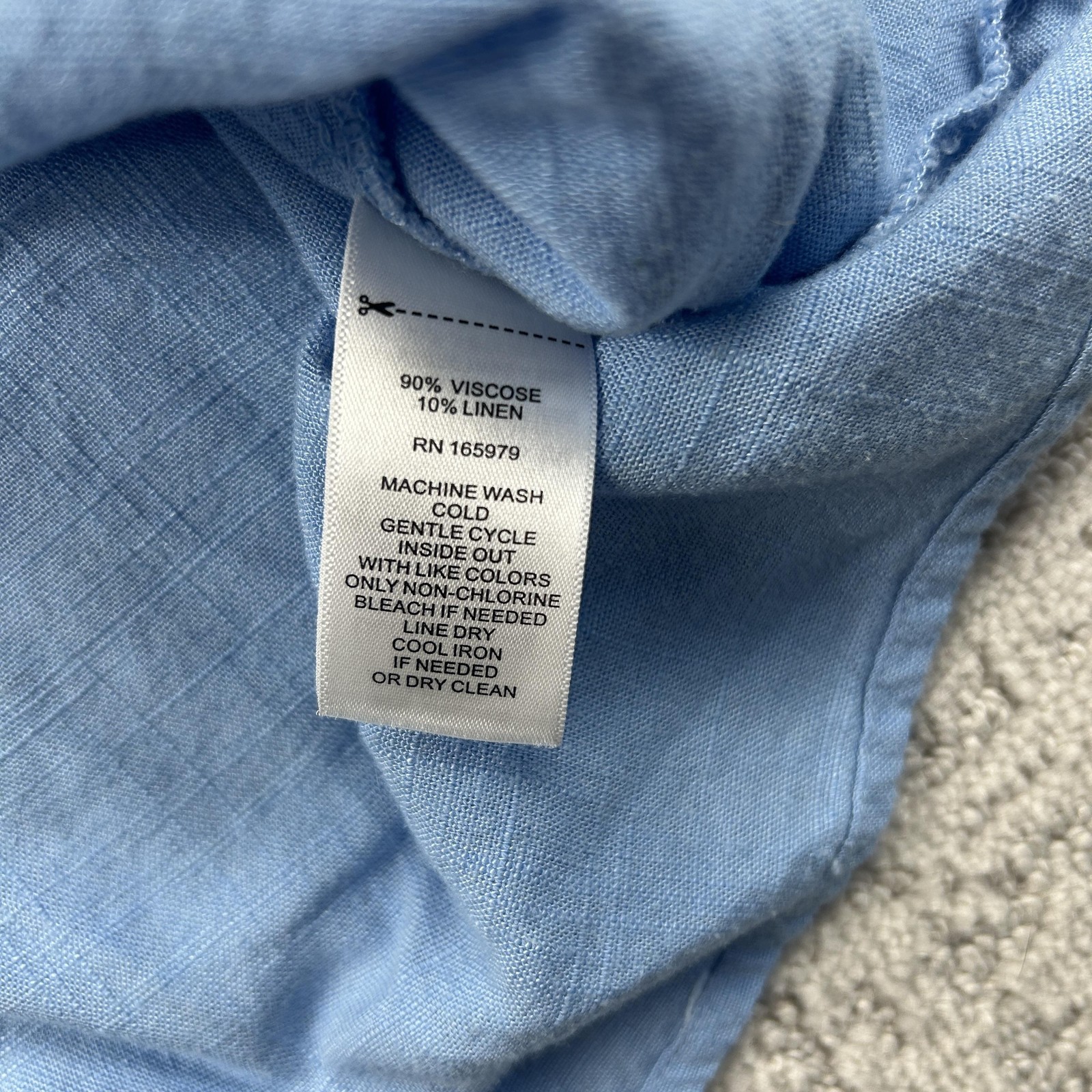 CUPIO Shirt Womens M Blue Linen Blend Embellished Everyday Casual Ruffle Sleeves