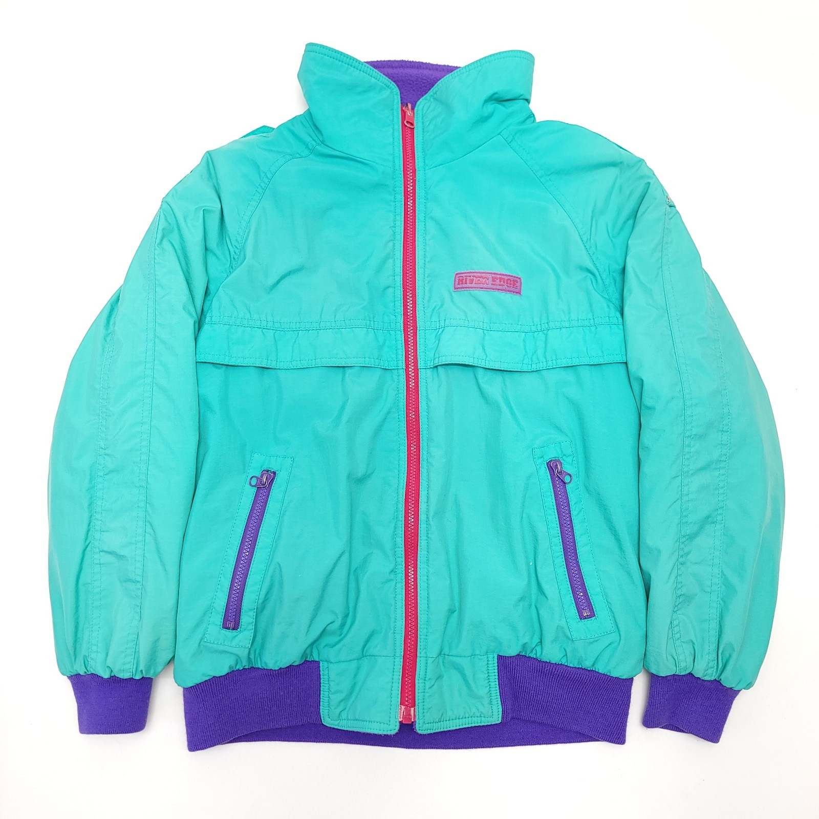 VTG River Edge RE Sports Reversible Teal Purple Ski Snowboard Jacket Coat Sz. M