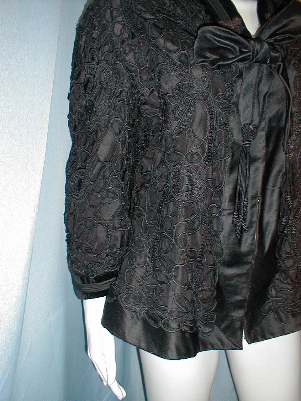Regal Antique Dress Jacket Edwardian 1912 Black Satin and Lace