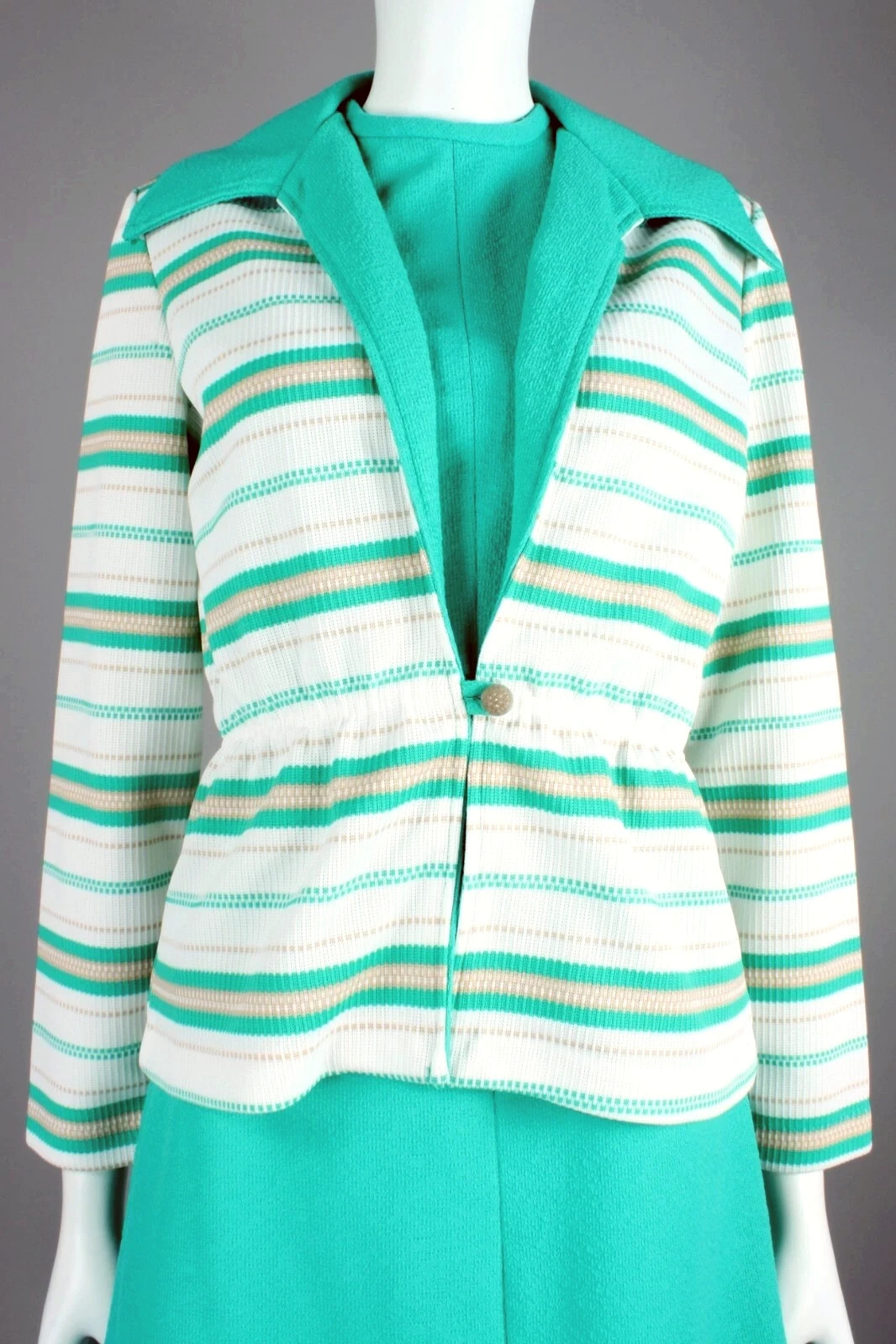 M Vintage 1960s Montgomery Ward Turquoise Dress + Jacket Set Mid Century MCM 60s