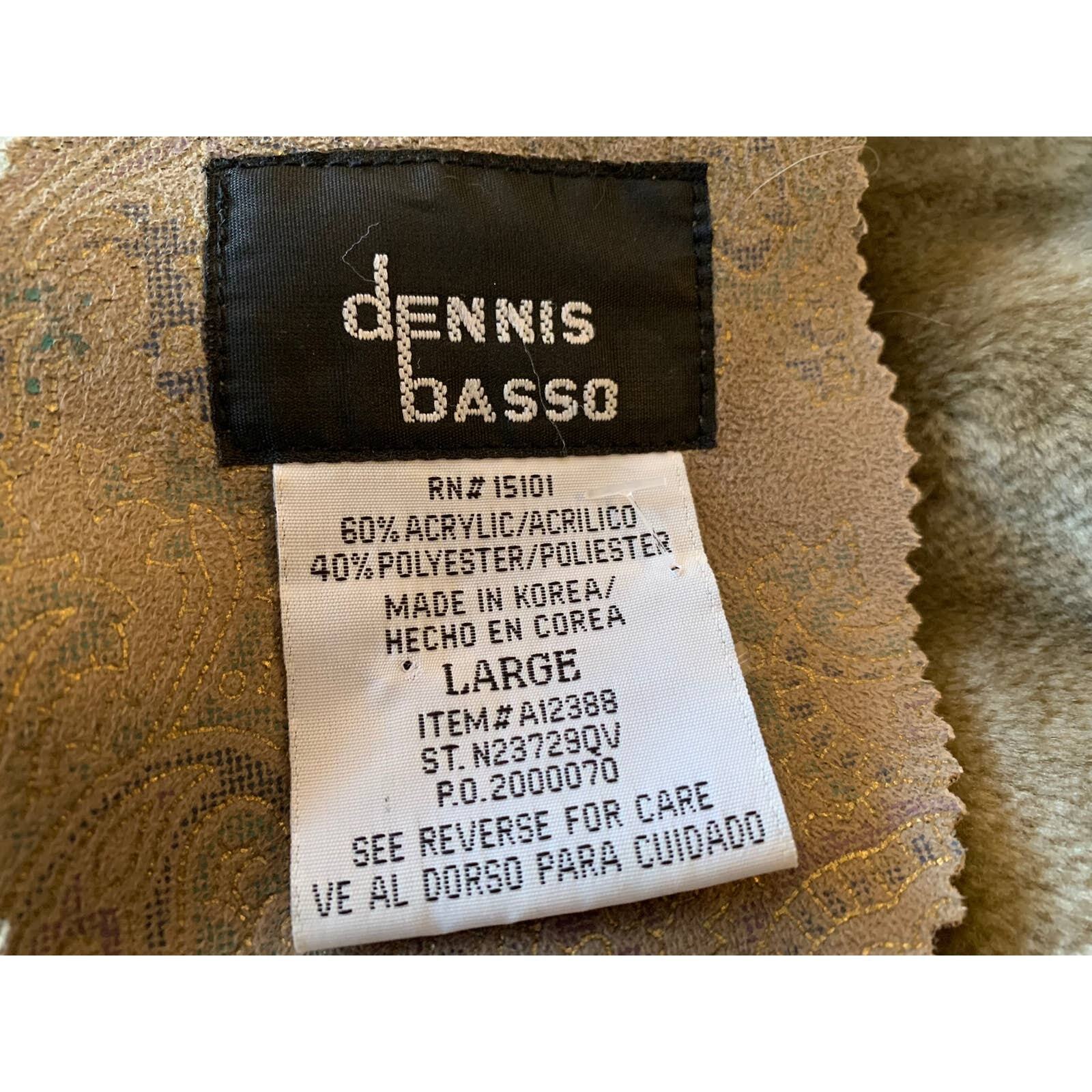 Dennis Basso Women’s Size Large Coat Tan Patterned Hook and Loop Closure NWOT
