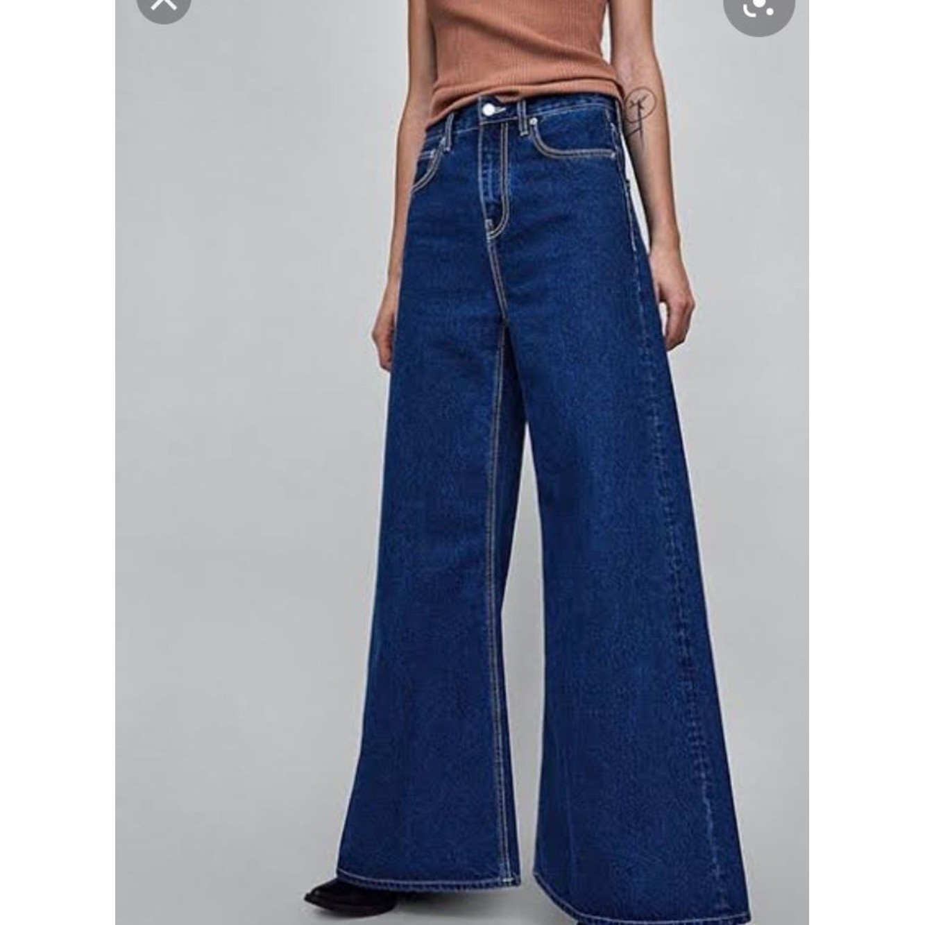 Zara Jeans Women Size 6 Dark Blue Wash Premium The Vintage High-Rise Flare Jeans