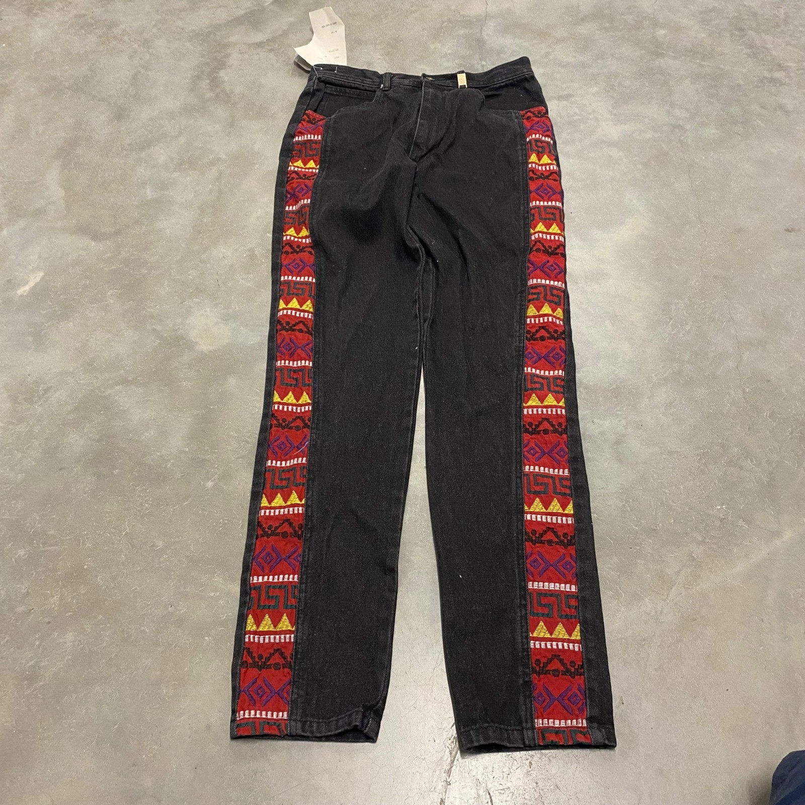 Vintage Dont Stop Black Embroidered Jeans Womens 13/14 High Waist 30 Style 2397