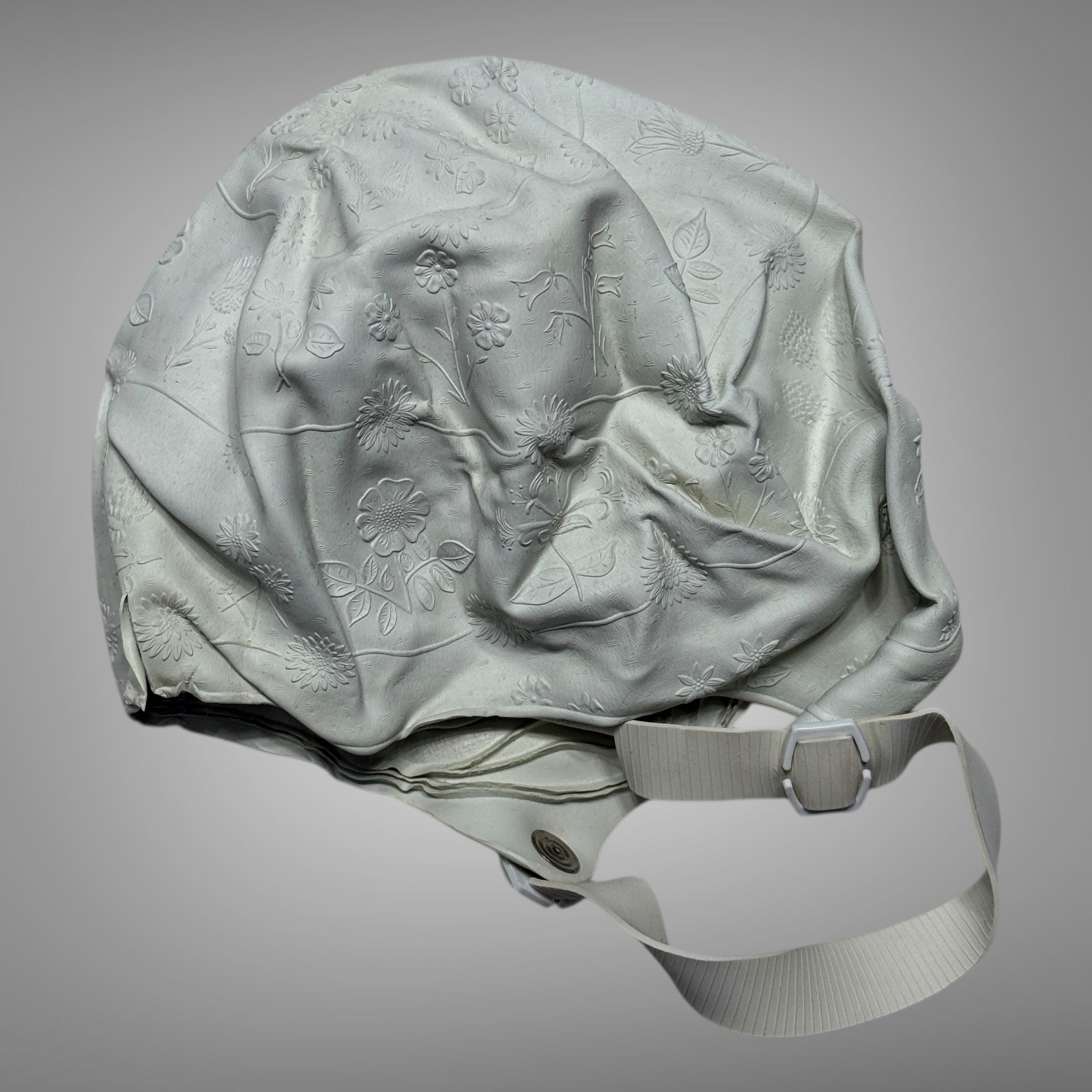 Vintage England Child’s Swim Cap Floral Embossed Rubber Strap 1940s–50s