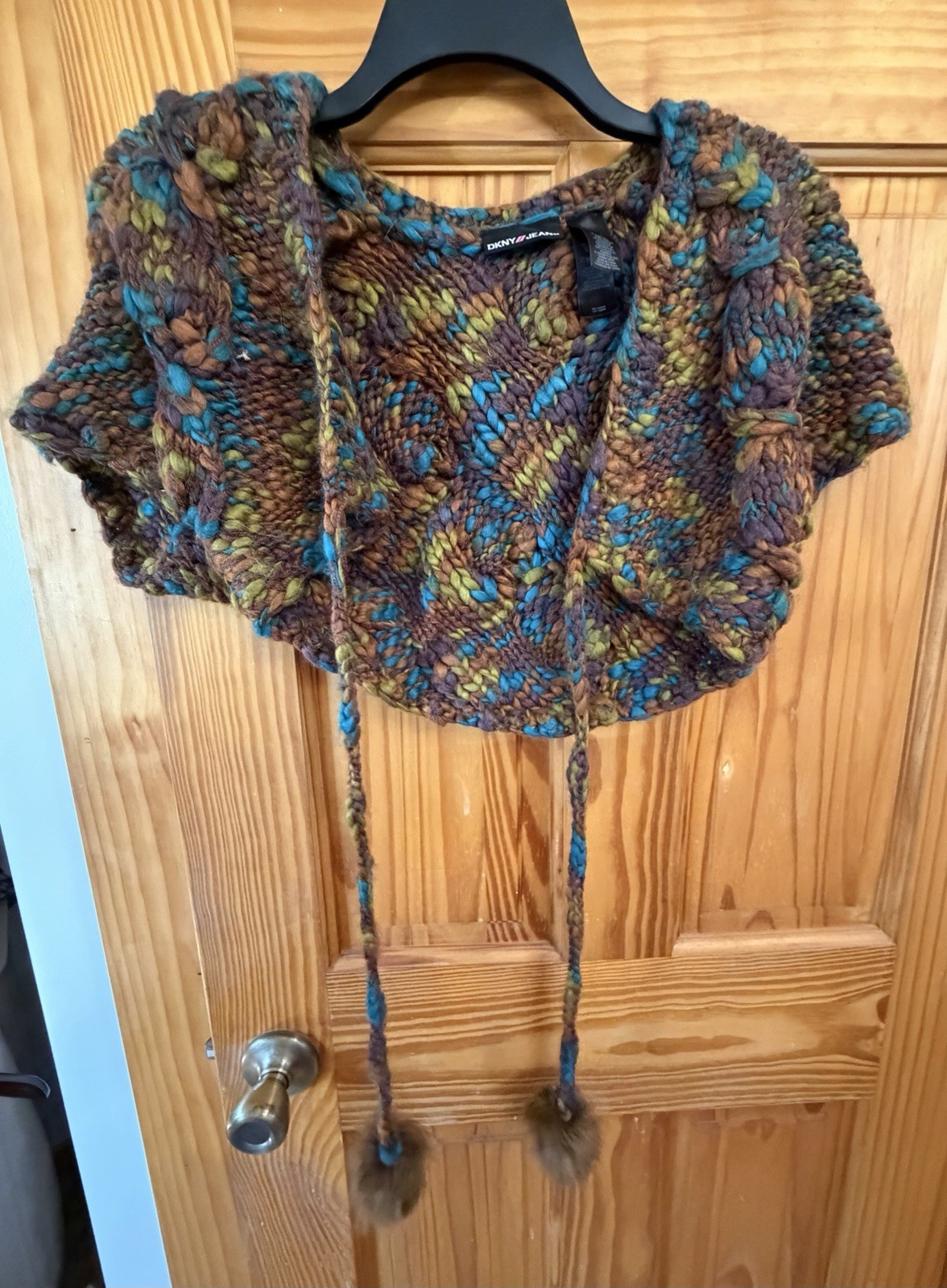 Vintage DKNY Multicolored Cropped Sweater With Tassels Very Y2K