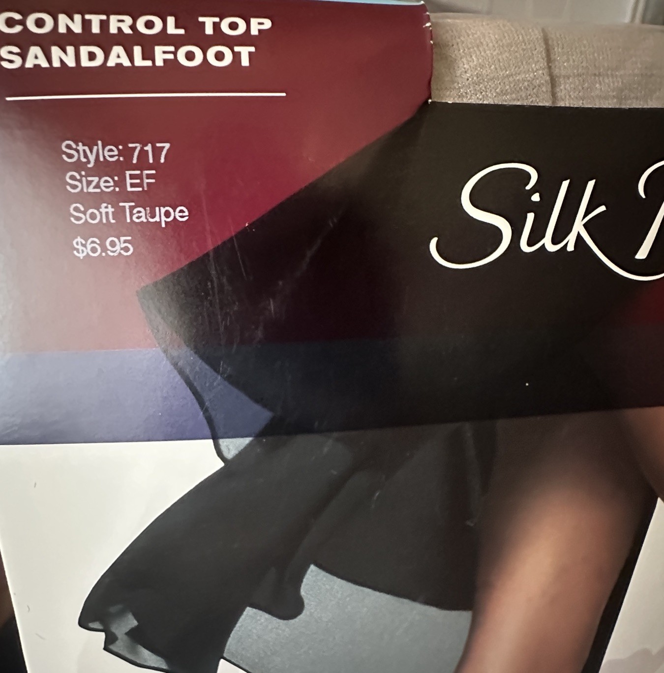 Vtg Hanes Silk Reflections Silky Control Top Sandalfoot Pantyhose TAUPE SZ EF