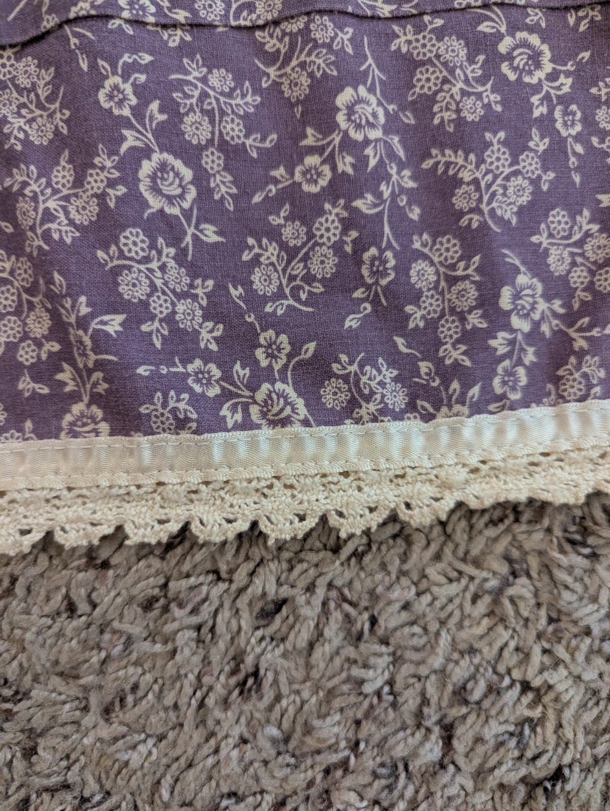 Vintage 1970’s JC Penney Purple Floral & Lace Boho Prairie Style Dress Size 18