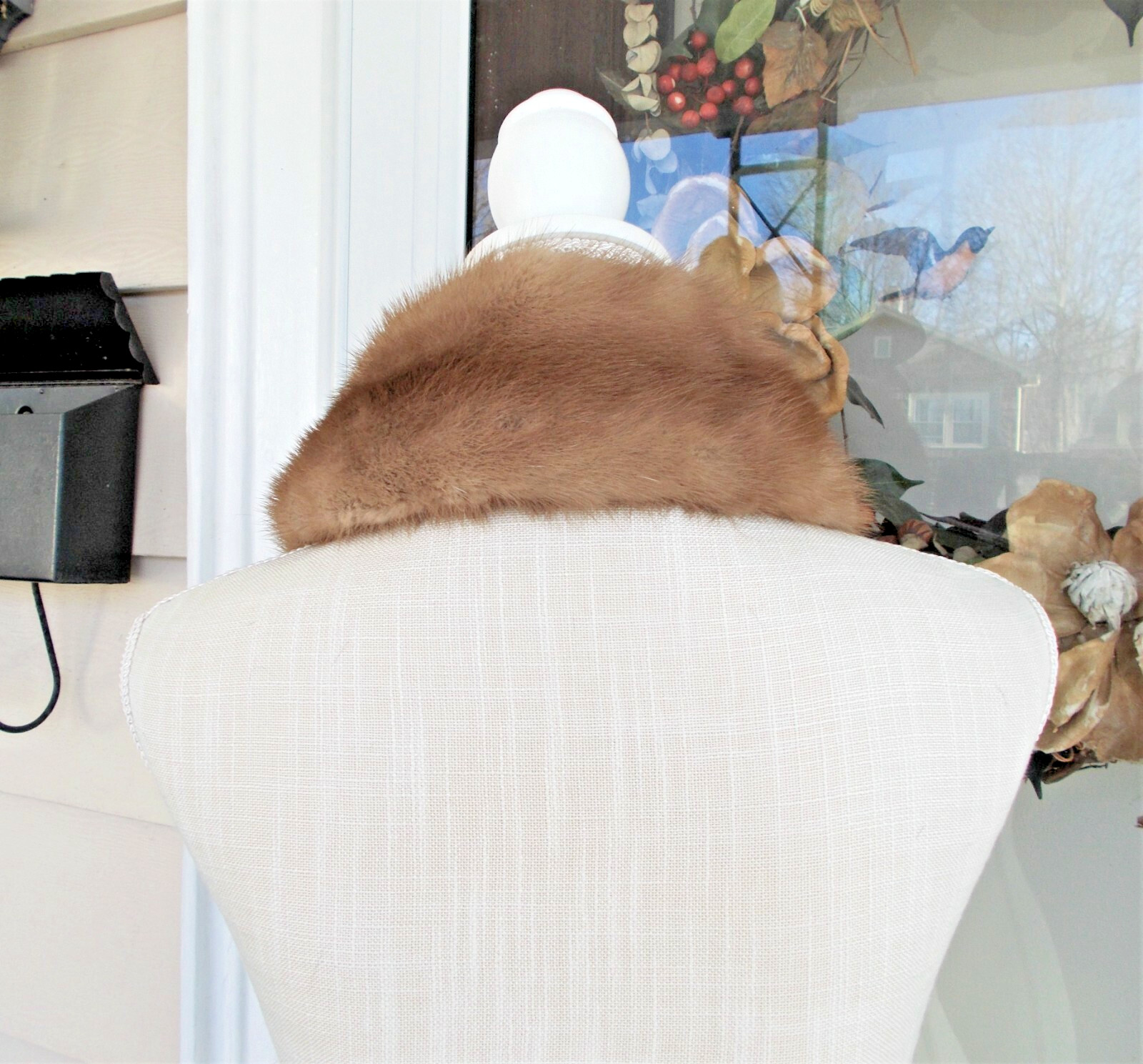 Vintage Champagne Blonde Mink Fur Collar Stole Scarf 36″ D. Schaffer Furs Lovely