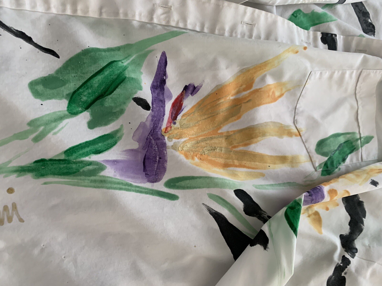 Hand Painted White Dress Shirt~Reads Size 16 32/33 Men’s/Converts To Woman’s L