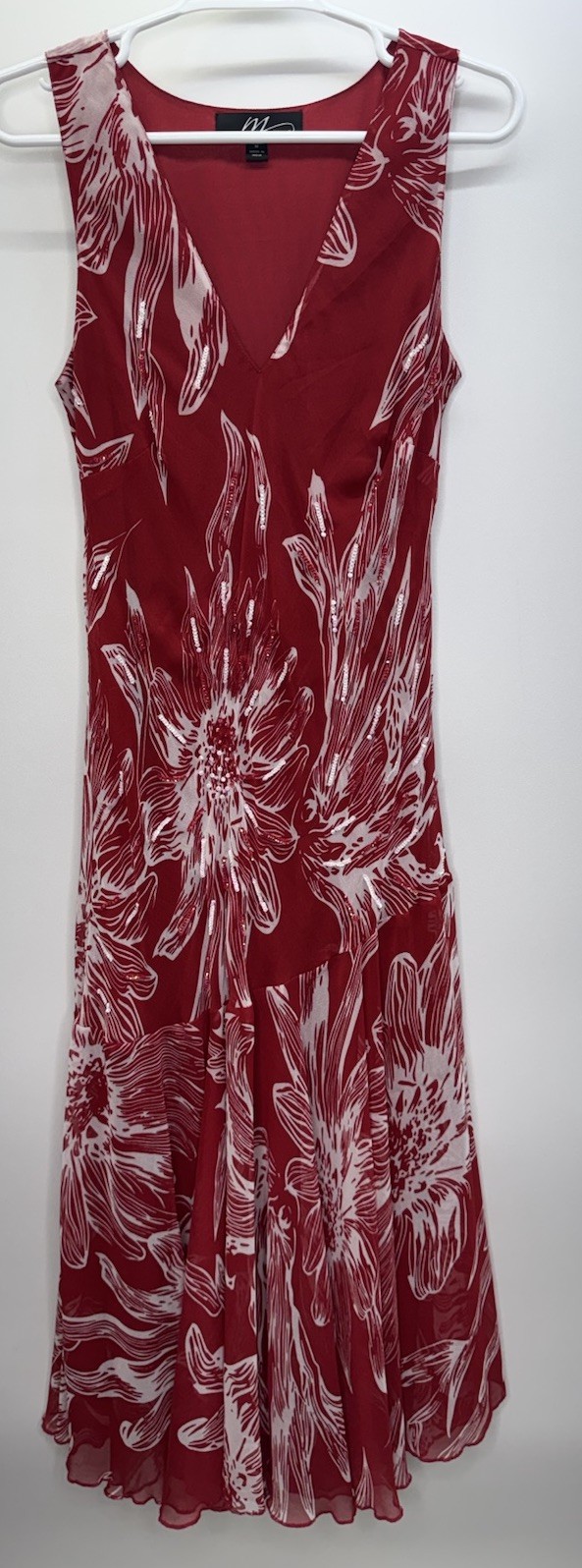 Midnight Velvet Whimsigoth Vintage 90’s Red Chiffon Maxi Dress Y2K Sequin M