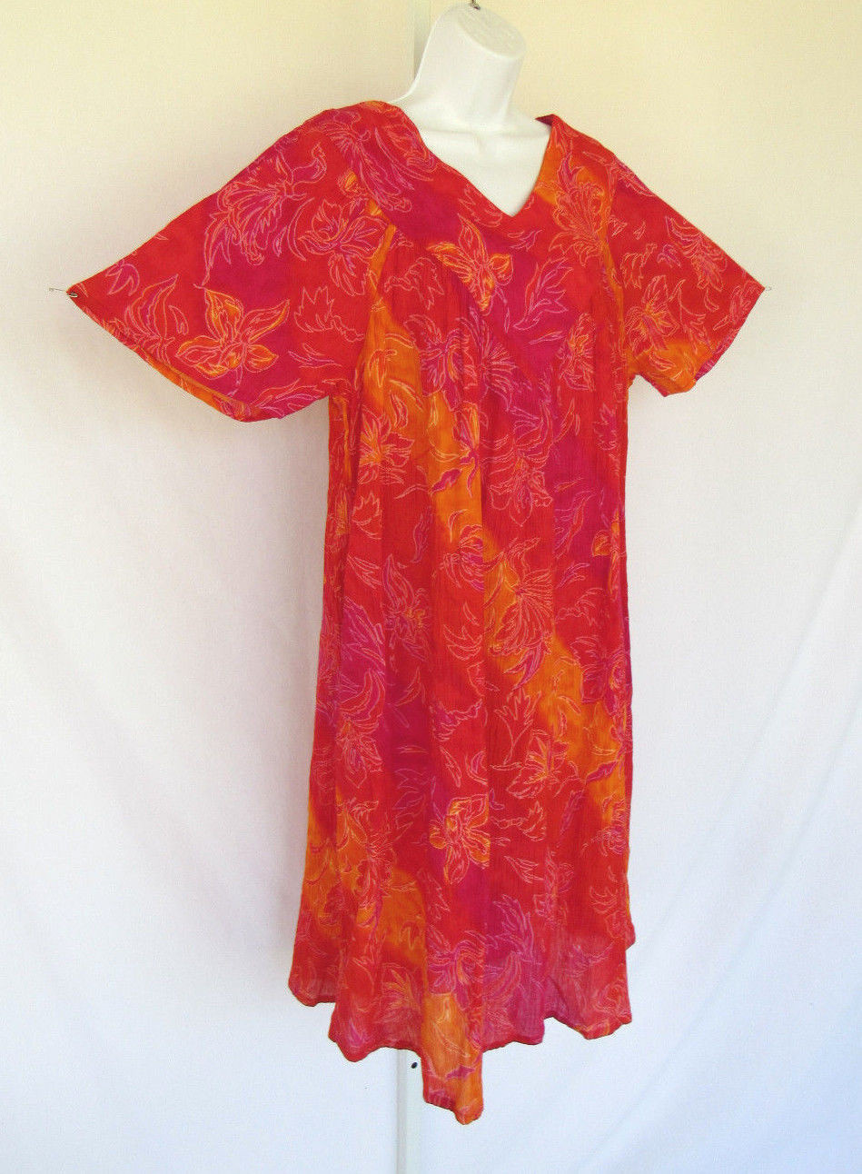 VINTAGE 1990s SANTE CLASSICS COTTON FLORAL SUMMER LOUNGE DRESS BELT MADE INDIA