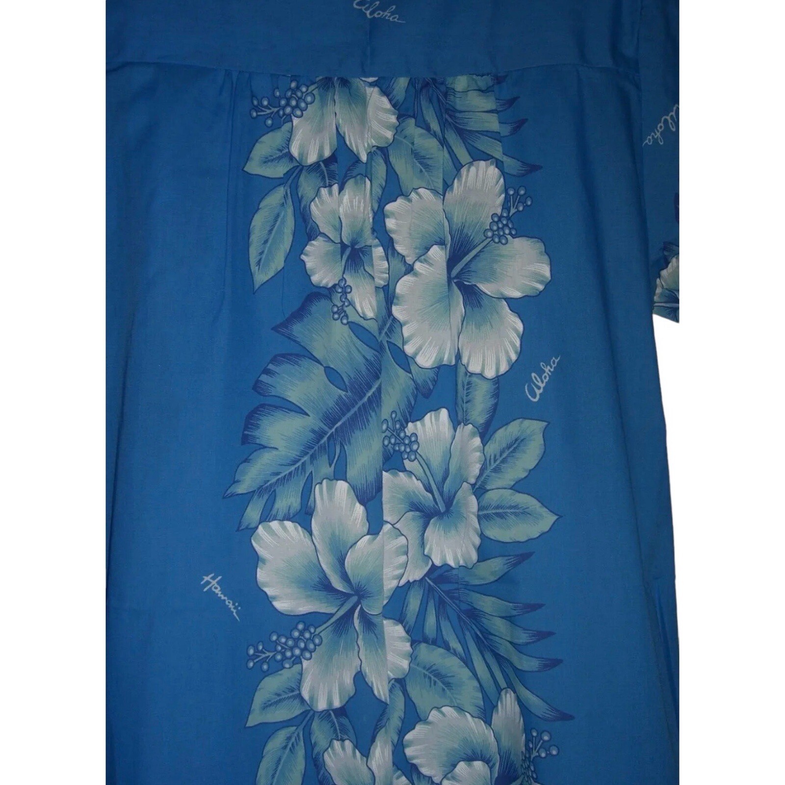 Vintage 80’s Kalena Fashions Of Hawaii Dress Flower Blue MuMu Hibiscus Vacation