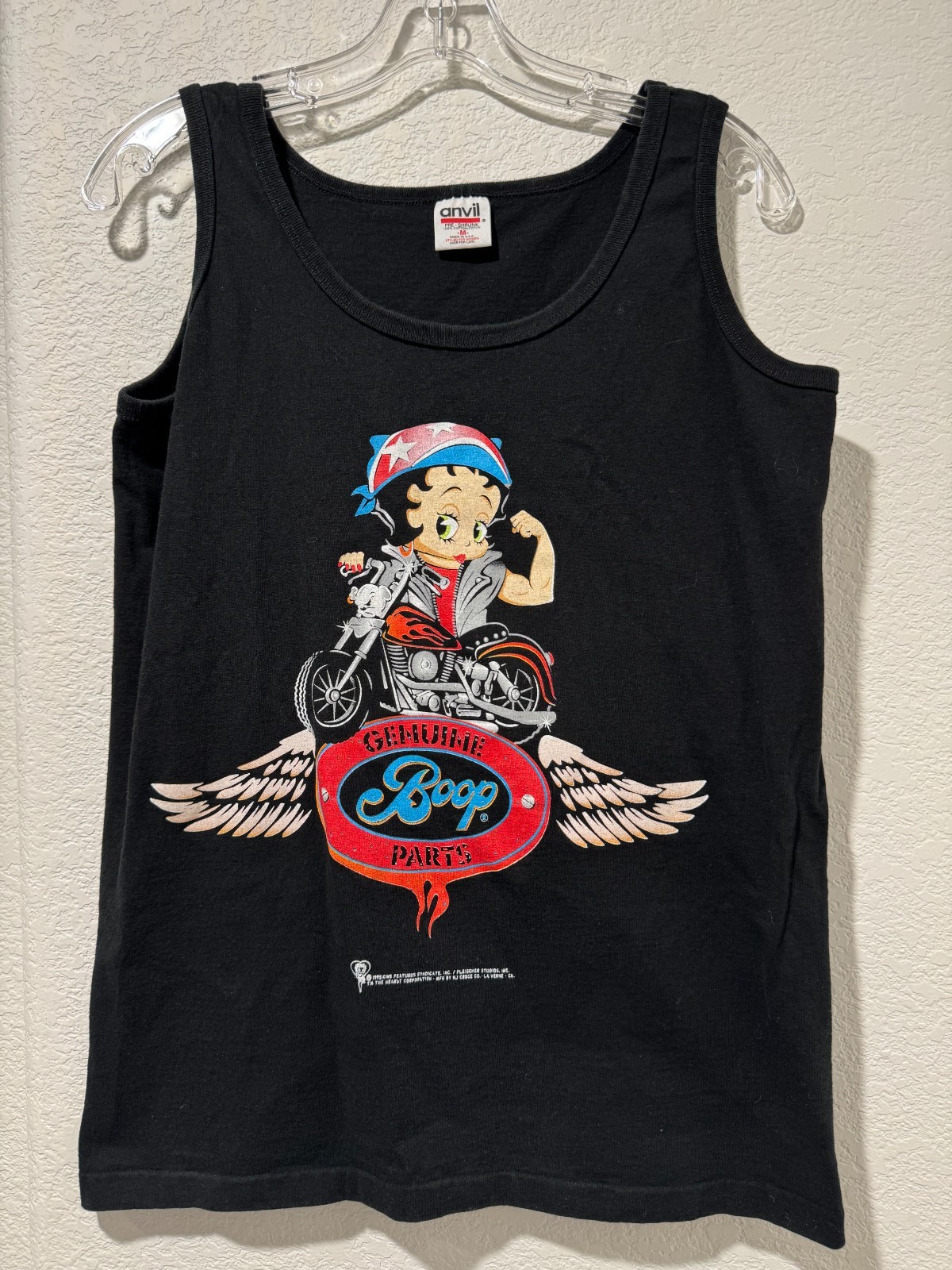 Vtg 90s Betty Boop Motorcycle Sleeveless Tank Top Shirt Sz M Chopper Graphic Tee