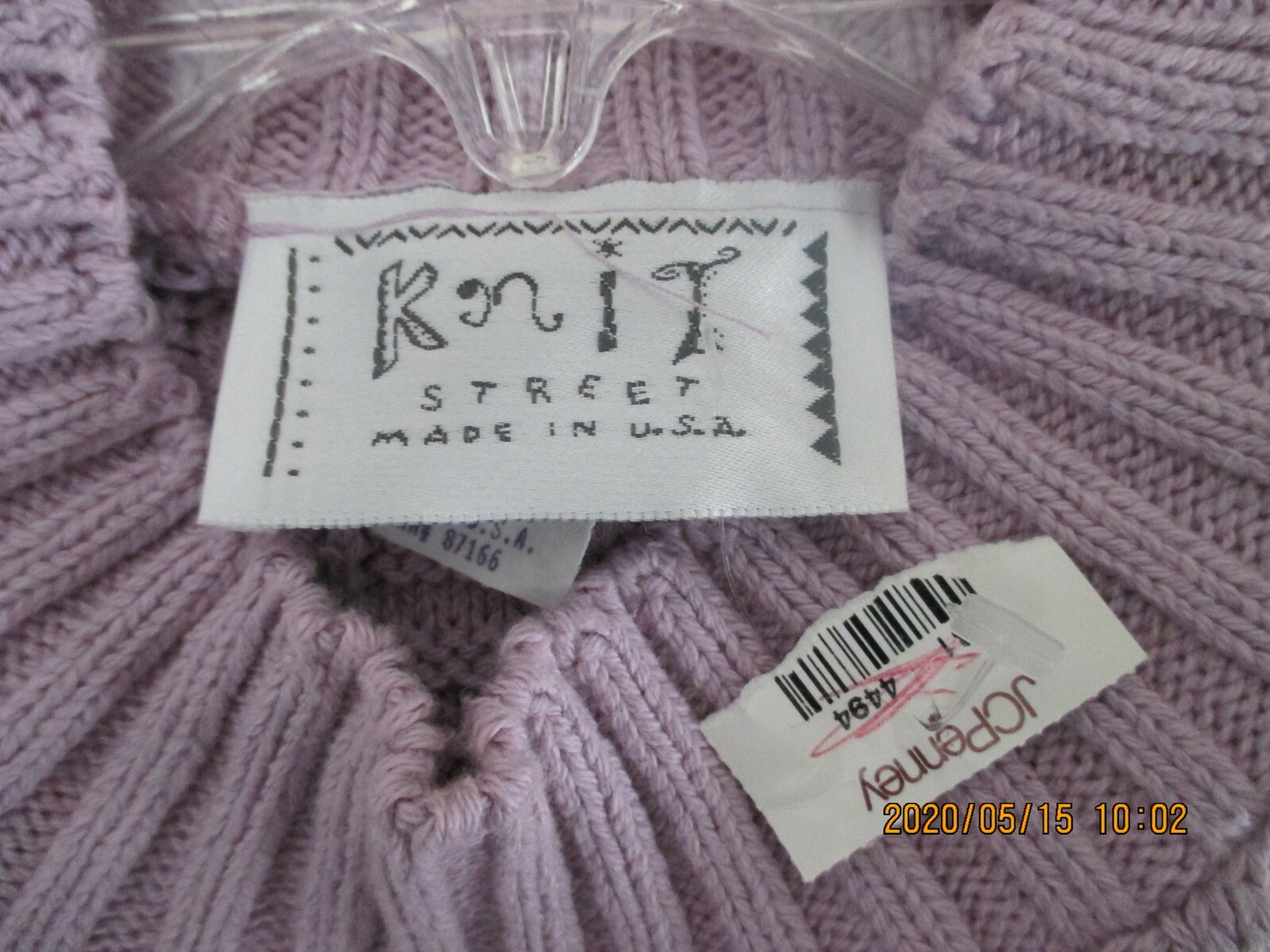 Vintage Women’s Knit Street Size Medium Cotton Pullover Sweater Lilac
