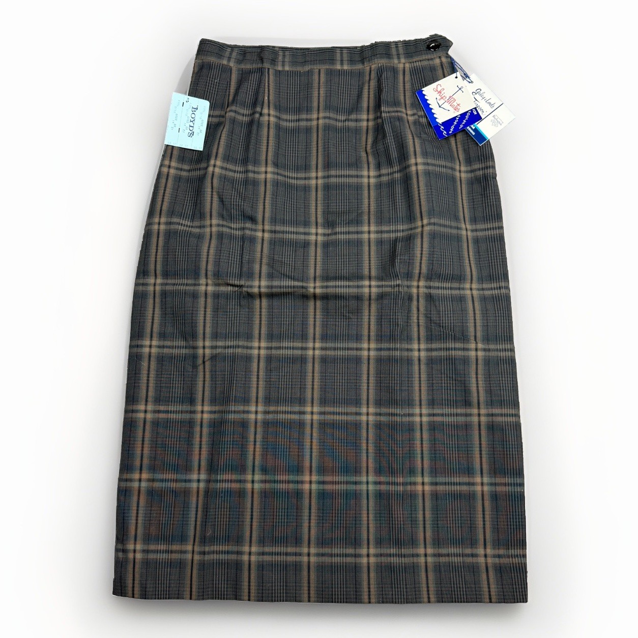 Vintage New Old Stock 50s Plaid Pencil Midi Skirt Rockabilly 26” Shipmates NWT