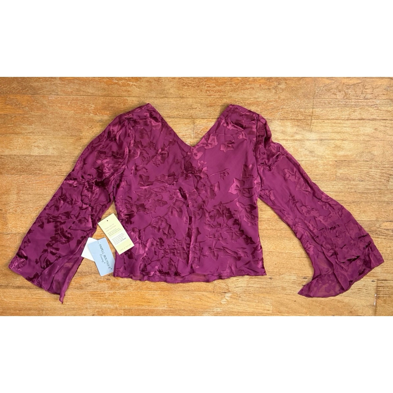 Vintage Magenta Beaded Silk/Rayon Jacquard Blouse Size Medium 90s Whimsygoth