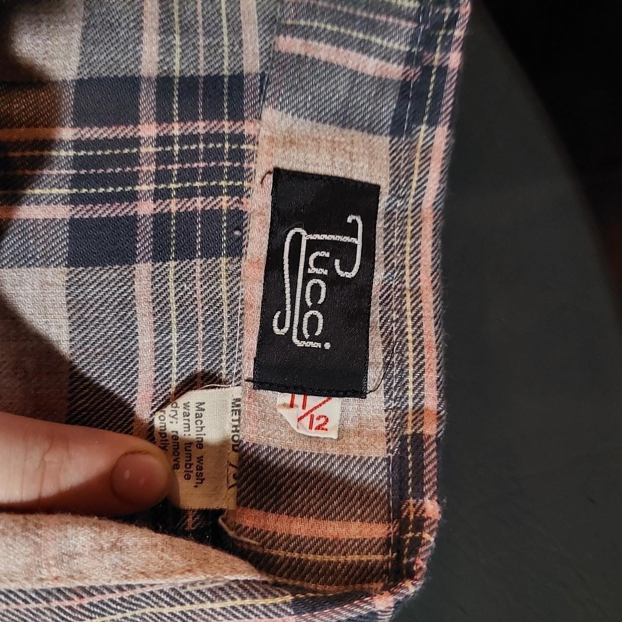 Vintage baby pink, grey, and navy plaid button up.