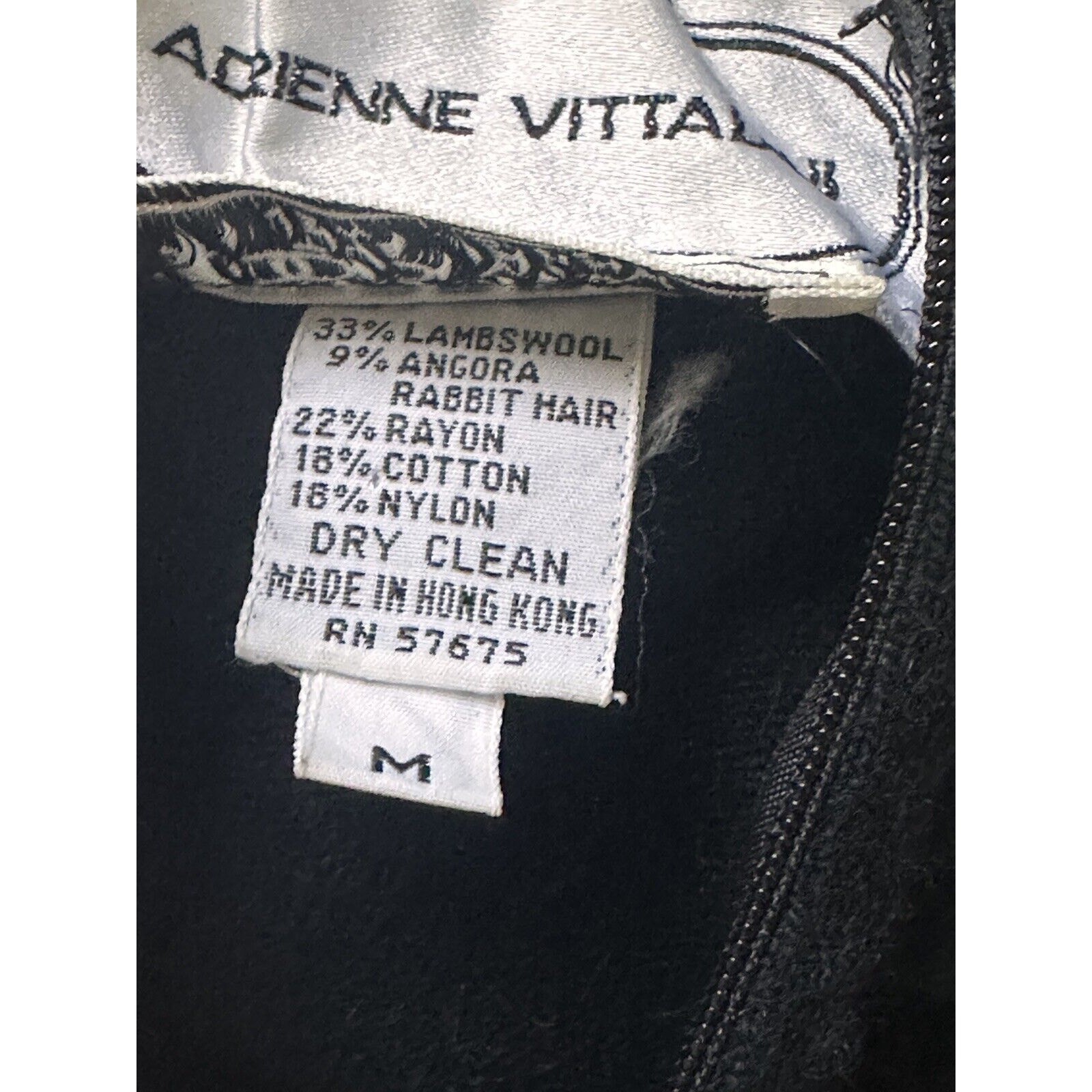 Vintage Adrienne Vittadini Sweater Dress Lace Ruffles Layered Wool Black Sz M