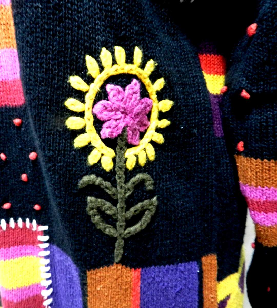 Bonnie and Bill Vintage cardigan sweater Sunflower Oversized Size Sz Medium Md M