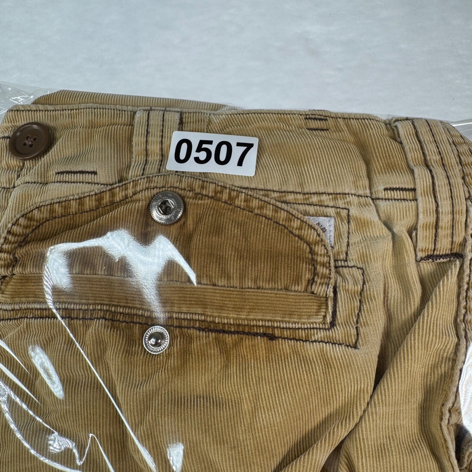 Vtg Y2K Abercrombie & Fitch Corduroy Cargo Paratrooper Pants Womens M Tan