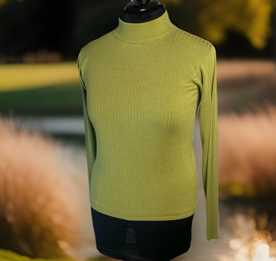 Vintage 80s 90s Size Sm 100% Silk Ribbed Knitwear Lime Sweater Stephanie Andrews
