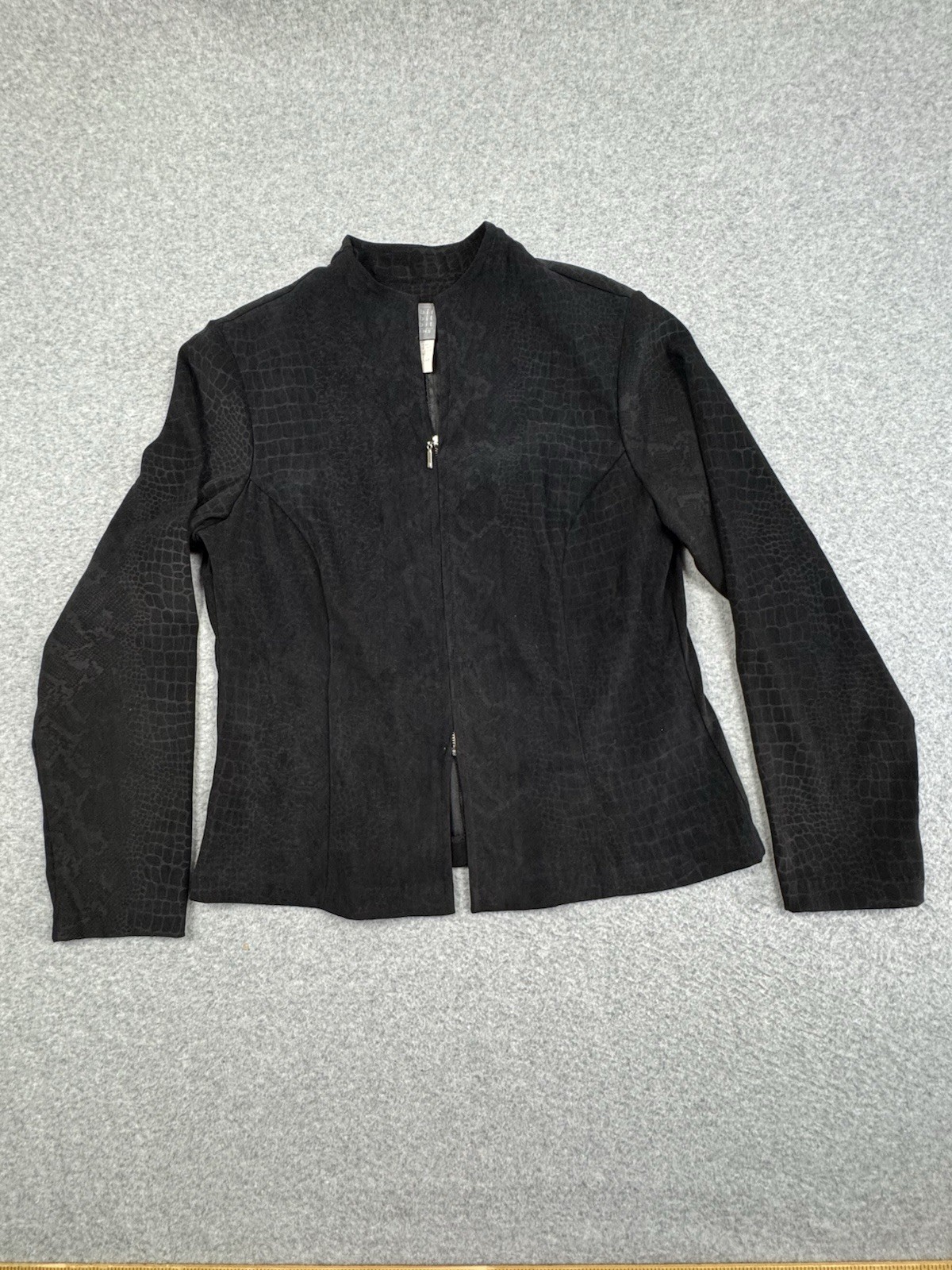 VTG Rabbit Designs Reptile Print Jacket Womens 12 Poly Blend Full Zip Goth Retro