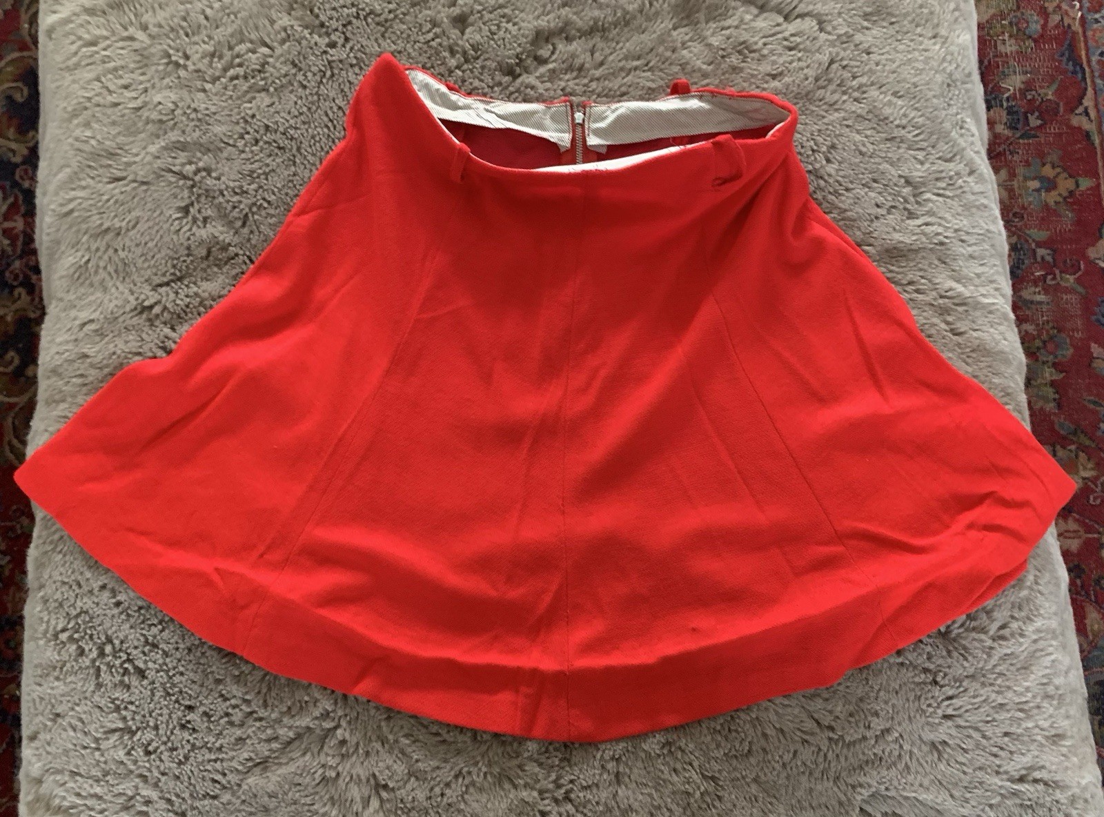 Vintage 70s Era Bright Red Mini Skirt XS/S Zipper Back Flaws! Go Go