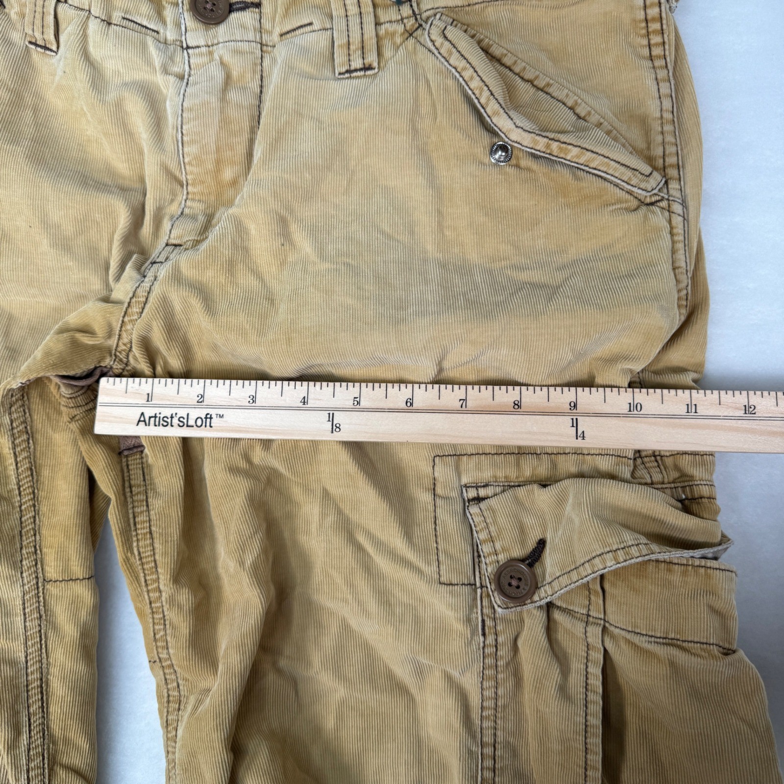 Vtg Y2K Abercrombie & Fitch Corduroy Cargo Paratrooper Pants Womens M Tan