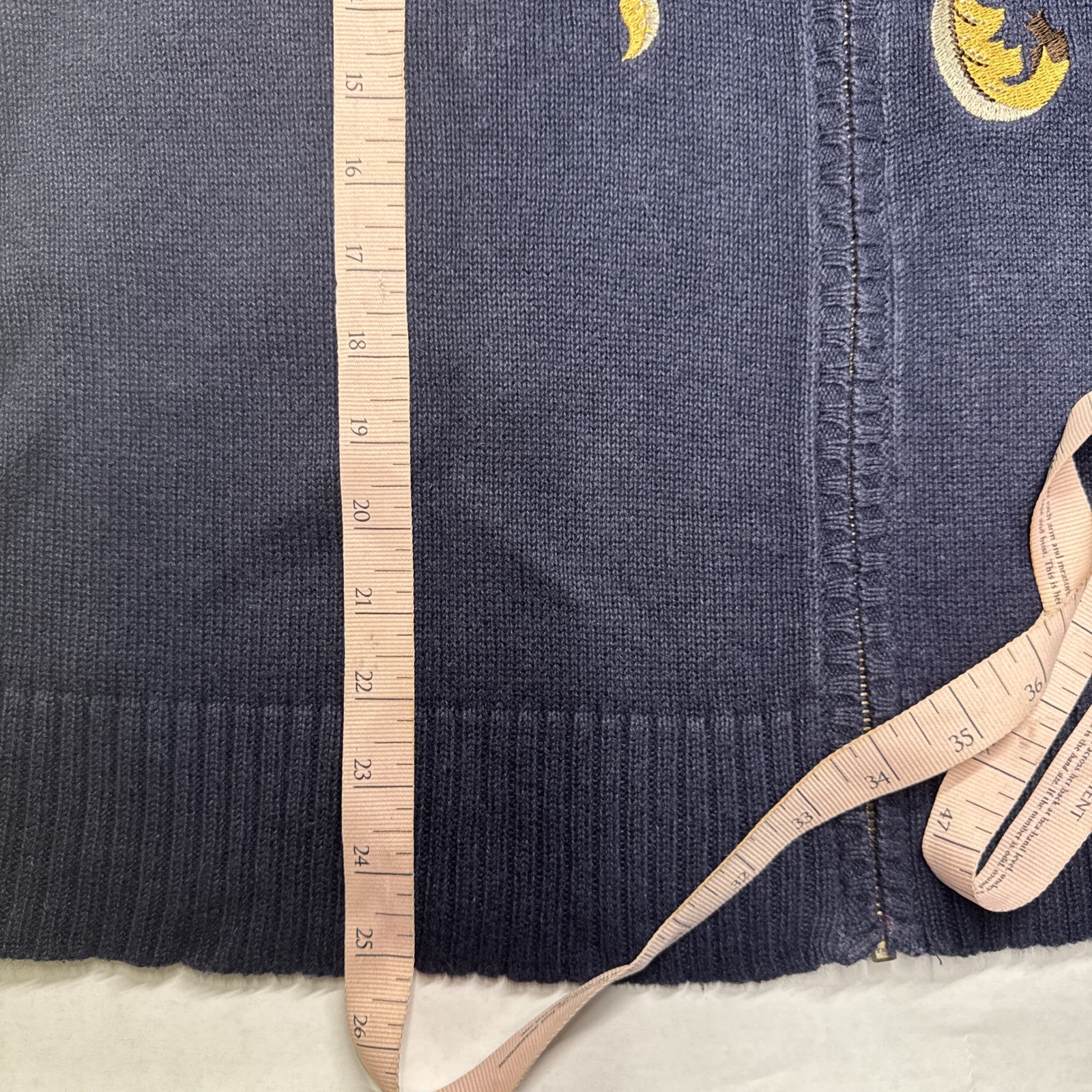 C.J. Banks Leaf Embroidered Zip Vest Blue Nature Cottagecore Size X Cotton Ramie
