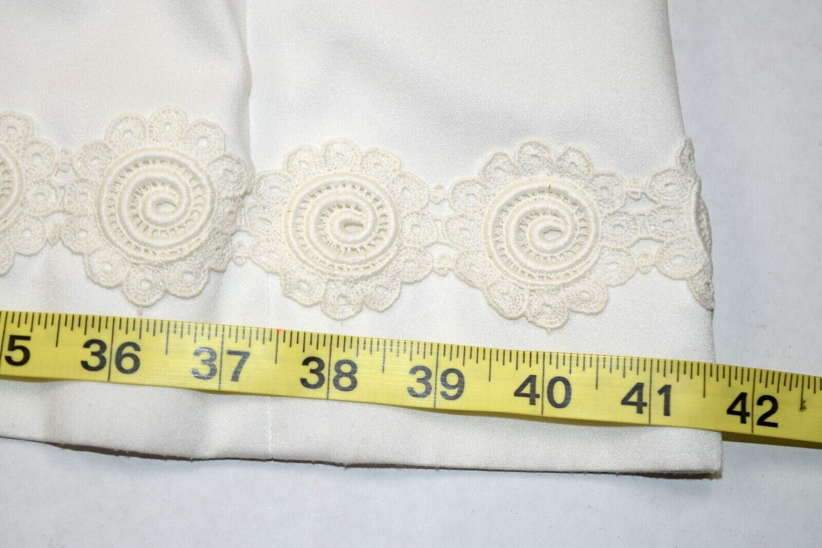 Vintage Wedding Dress Size S 60s Pearl Embroidered Trim Back Pleats Short Sleeve
