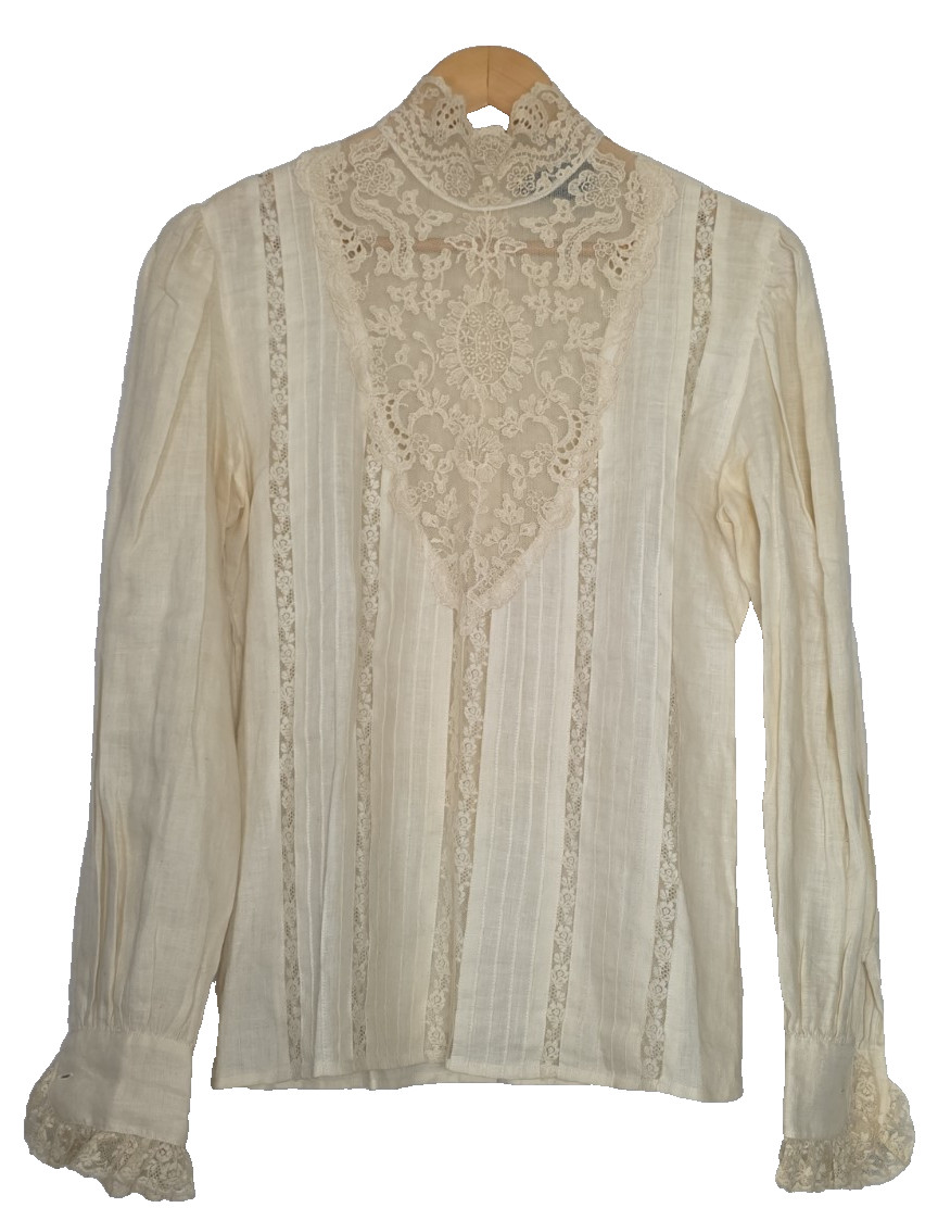 Ralph Lauren Victorian Lace Blouse Ivory Vtg Y2K Romantic Cottagecore Lace Top