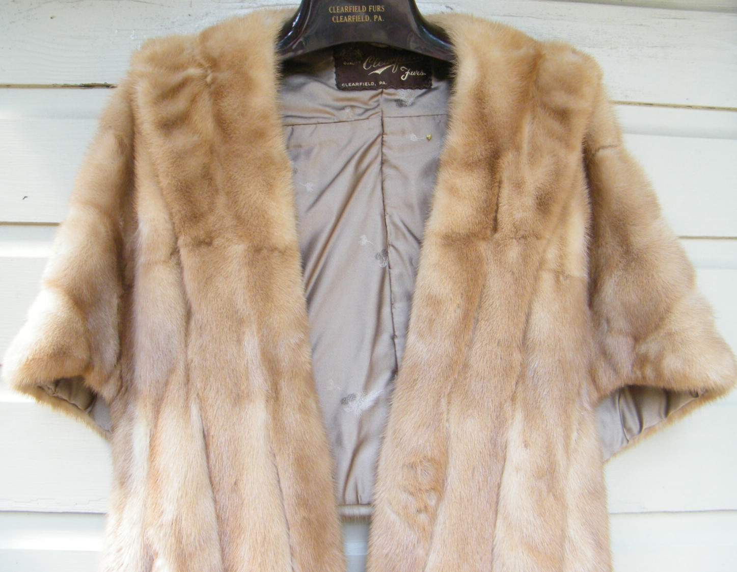 Vtg Royal Pastel Mink Fur Stole Wrap Jacket Shoulder Cape Coat Bridal Clearfield