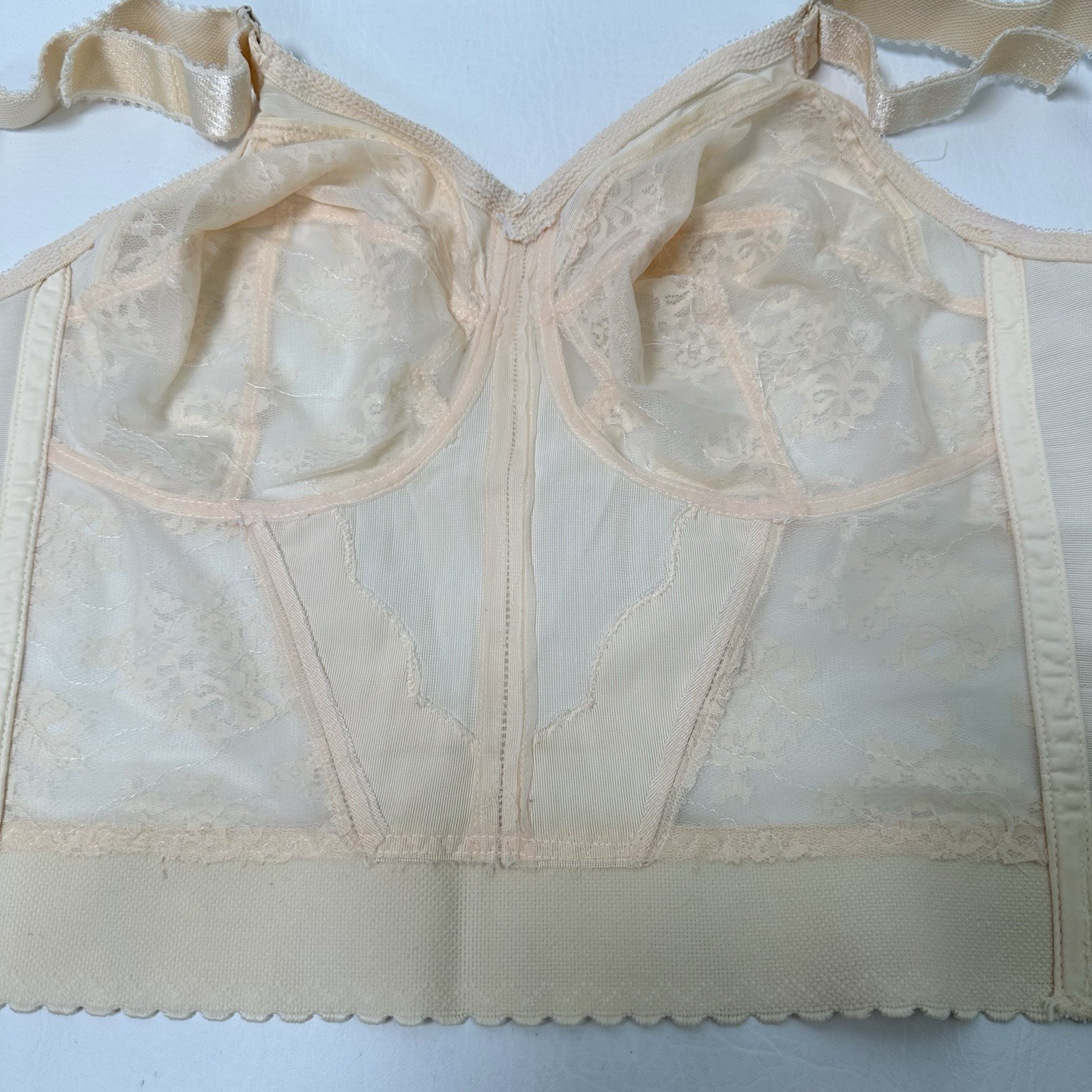 Vintage Bali 3300 Longline Bra 36D Lace Bustier Retro Pin-Up 1985