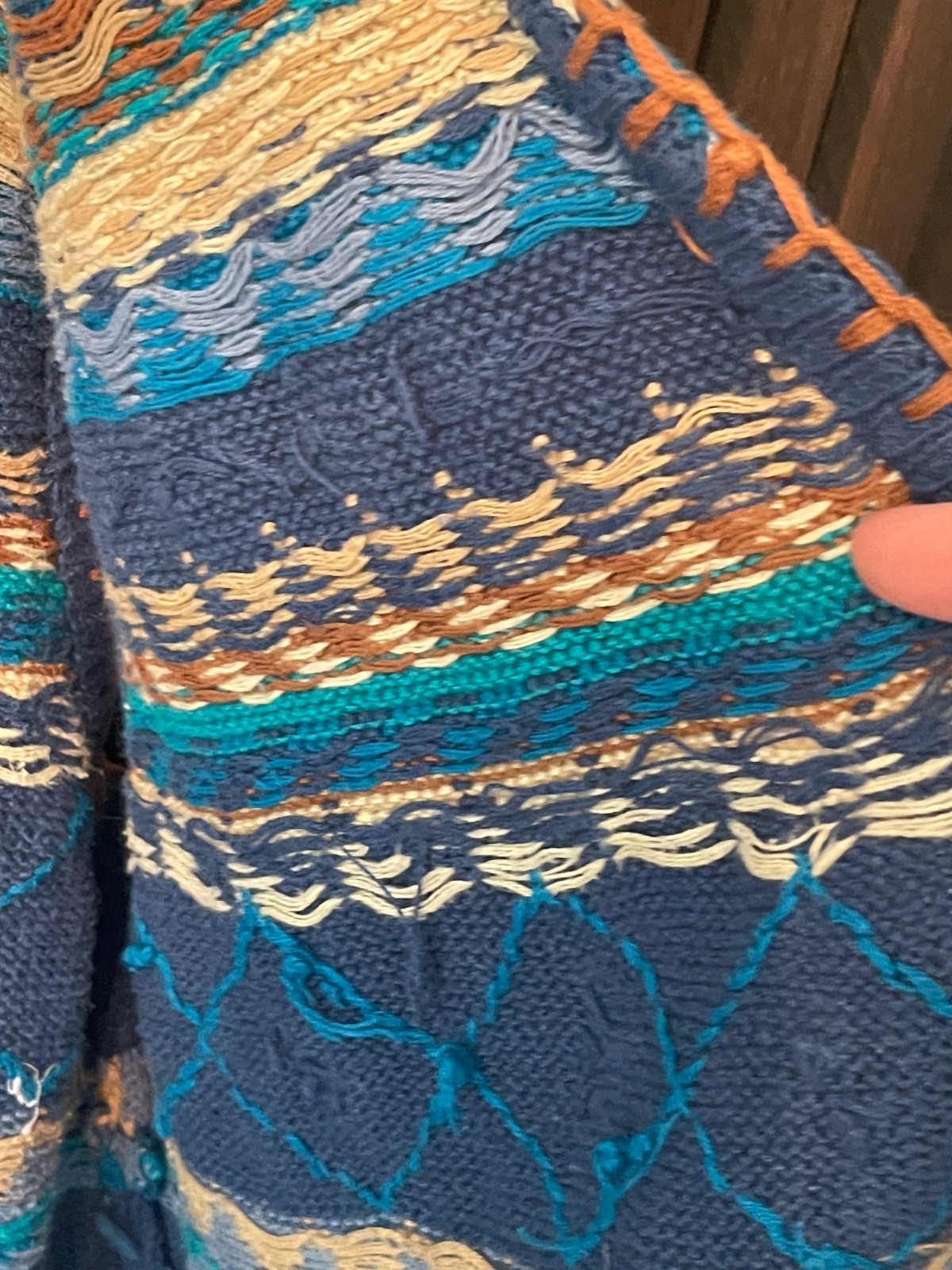 Vintage Segrets Sun Prints – Sweater Vest – Blue/Brown – Cotton/Ramie – Sz L