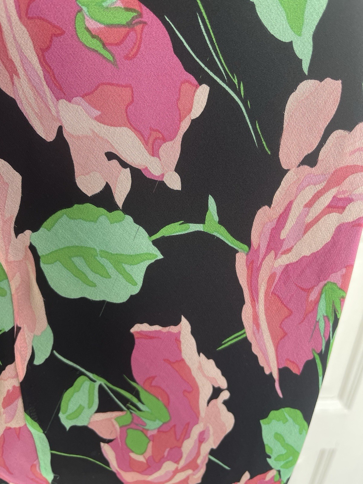 Vintage 90s Betsey Johnson Silk Floral Midi Dress Beads Size M Will Fit 6