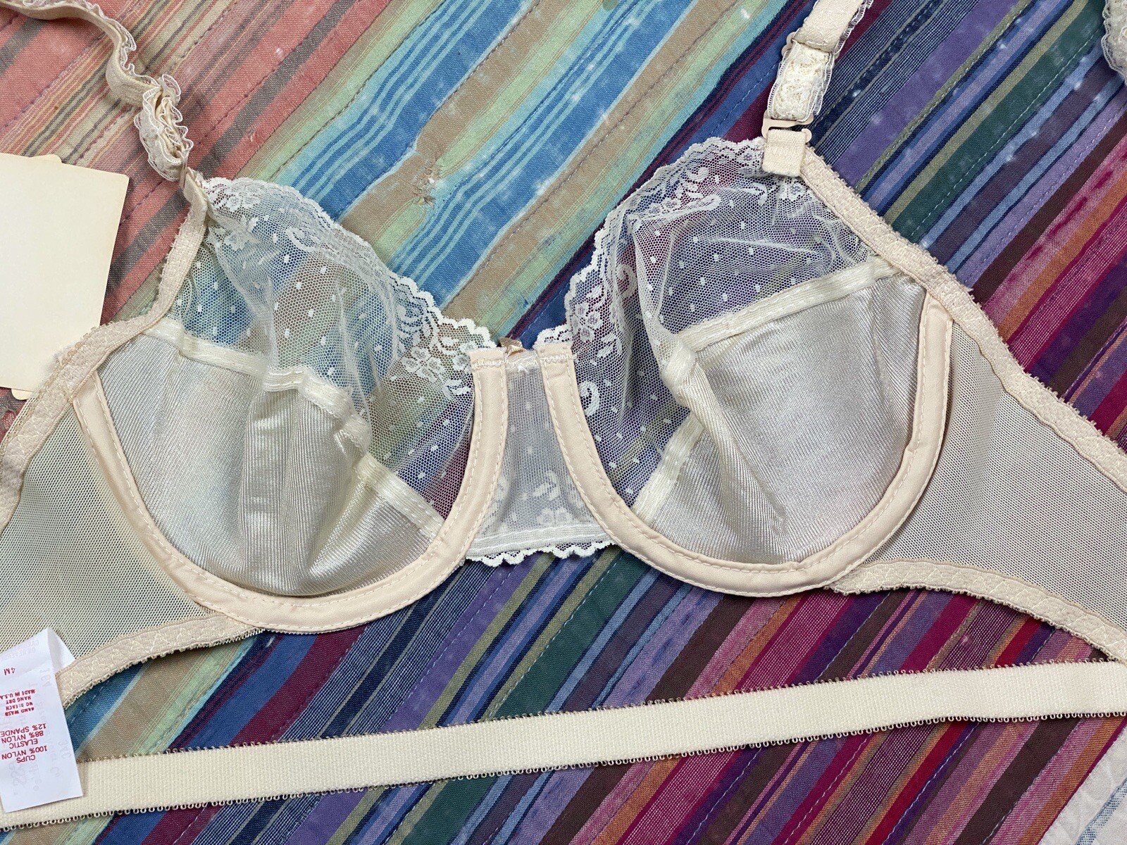 NOS New Backless by Young Smoothie Bra Sheer Underwire Waist Strap NWT Sz 34C