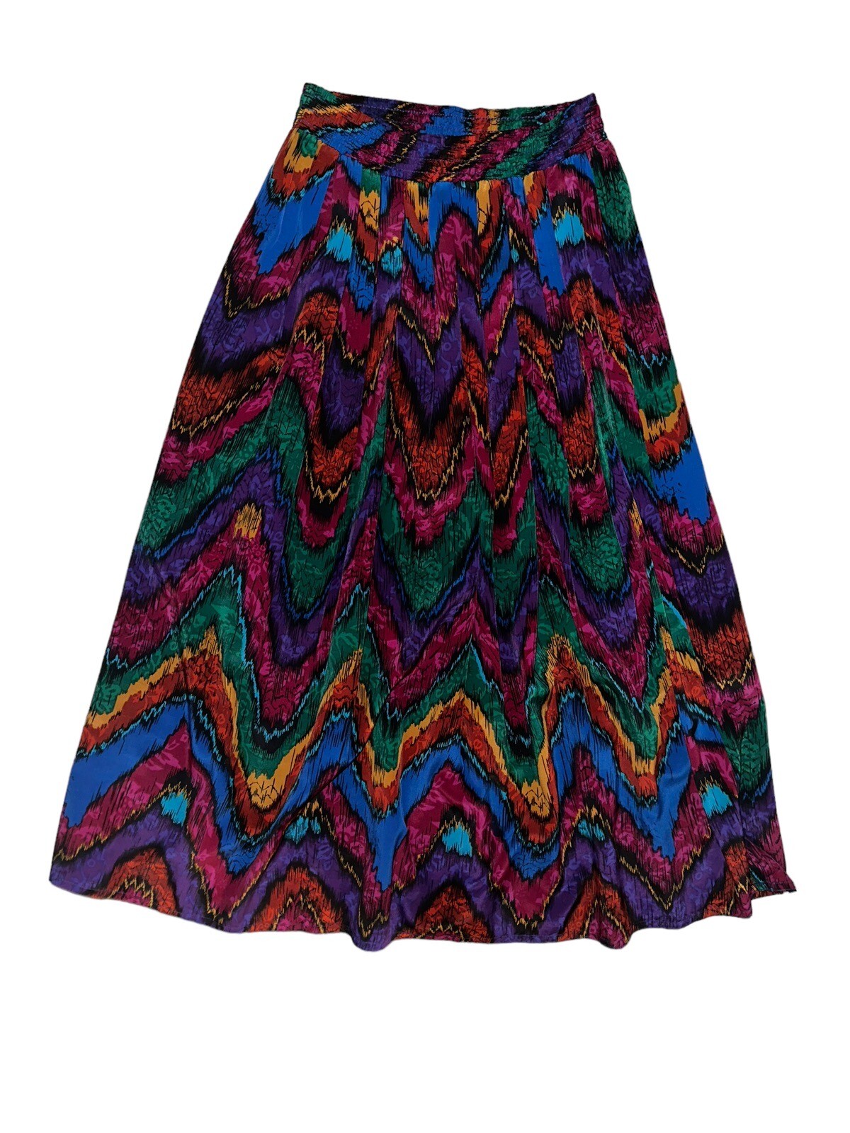 TanJay VTG Small 2pc Set Watercolor Art Wear Print Skirt Open Long Top Made USA