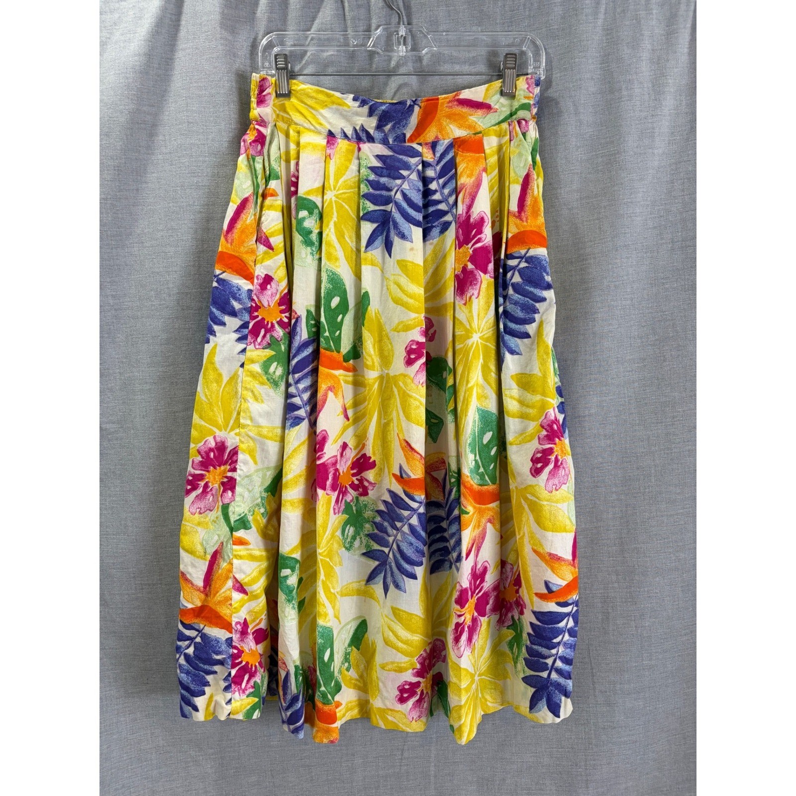 Vintage Passports of Pier 1 Imports Tropical Floral Cotton Midi Skirt Large