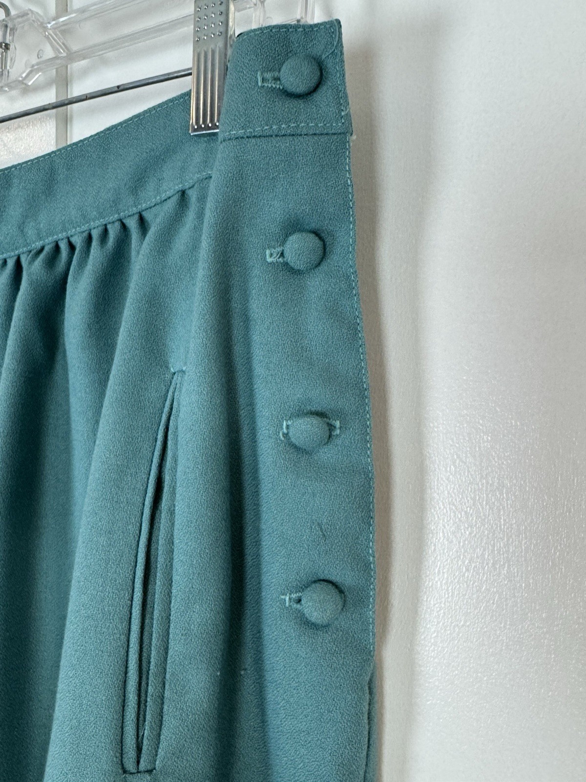 Vintage 80s Women’s Cos Cob Pants Teal High Rise Polyester Wool Crepe sz 16