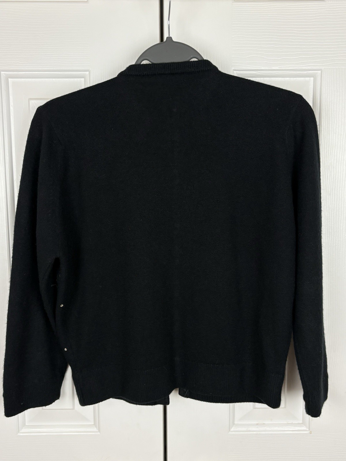 Vintage 1950’s Beaded Cardigan Sweater Black Med 38 Rhinestones Retro Gould