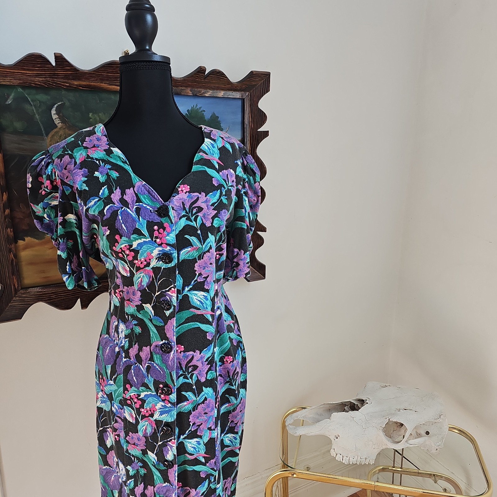 Vintage 1990s Shelly Michaels Floral Dress Size 5/6 Size Medium