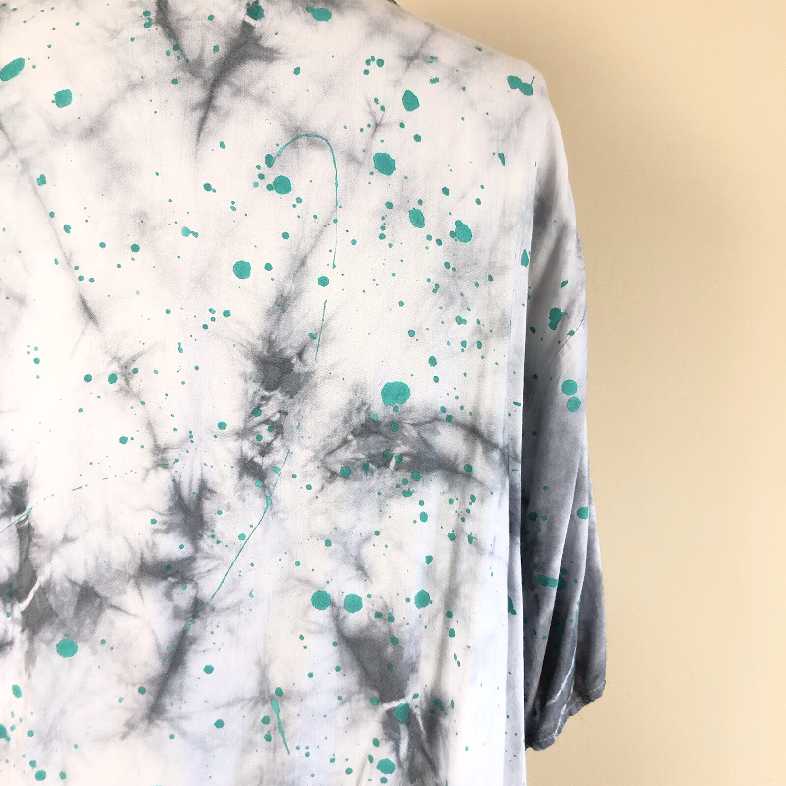 Vtg 90s Abstract Print Tie Dye Colorful Paint Splatter Art to Wear Size L Grunge